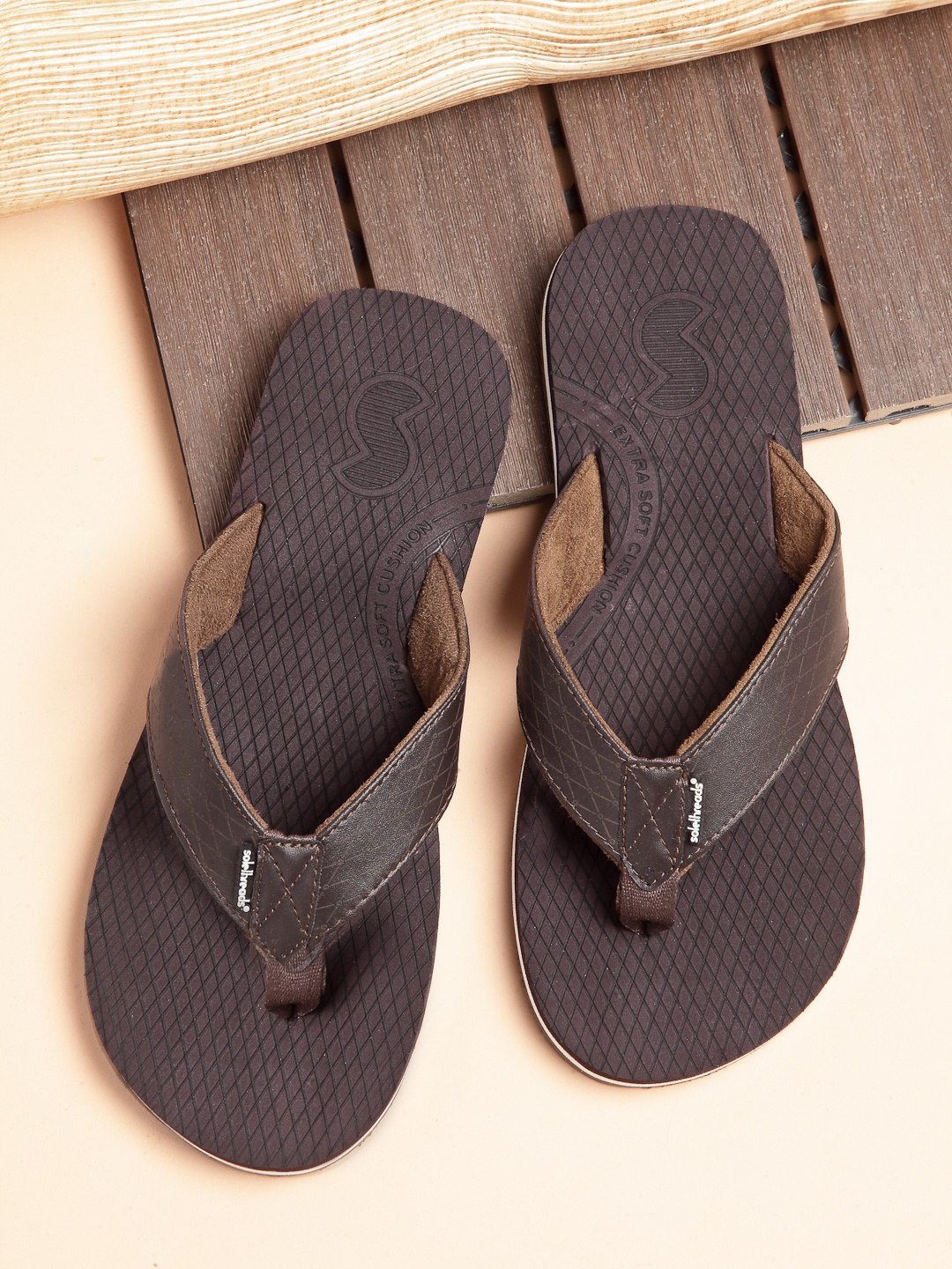 

Solethreads Men Brown & White Thong Flip-Flops