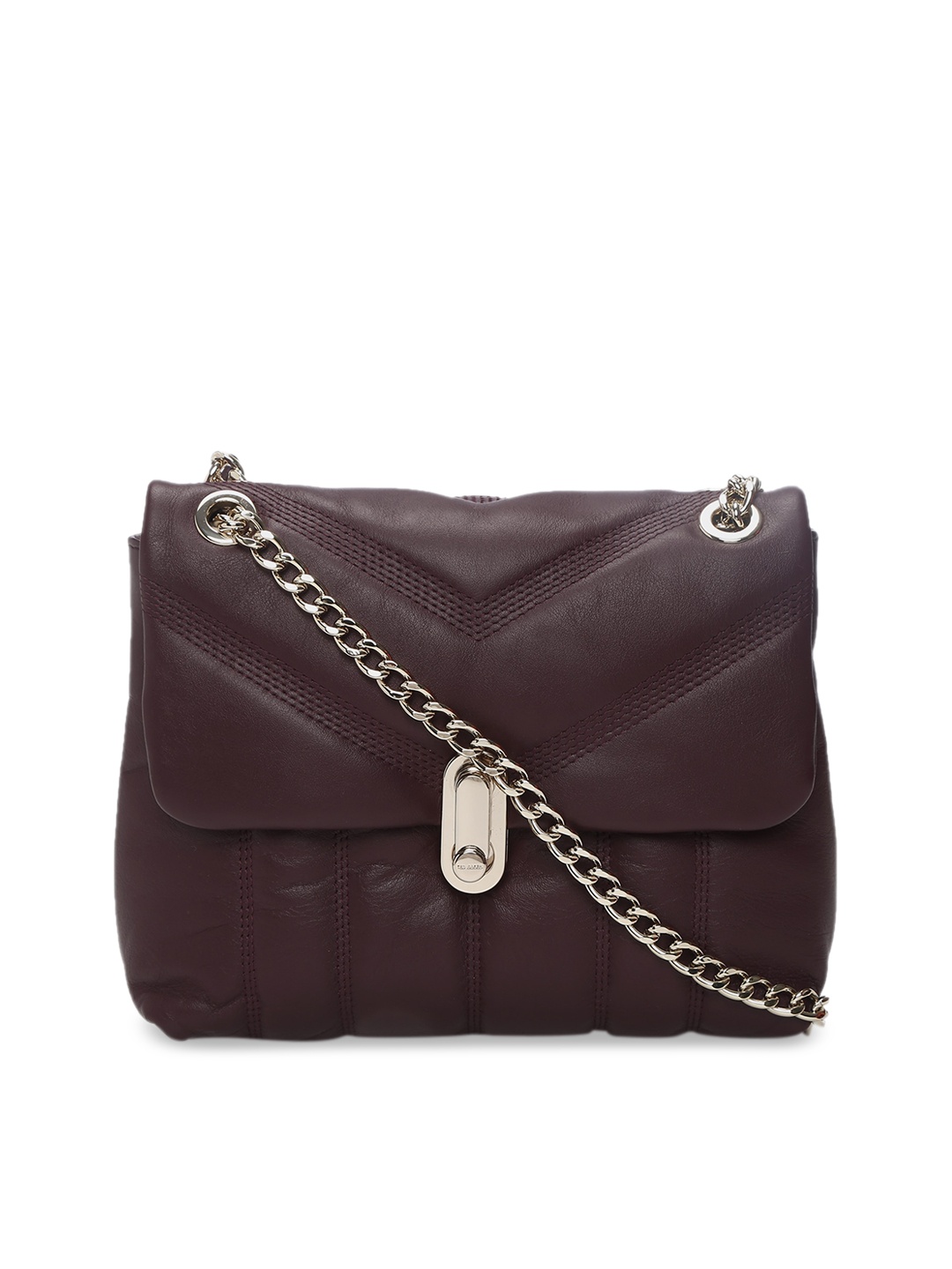 

Ted Baker Purple Textured Leather Structured Sling Bag