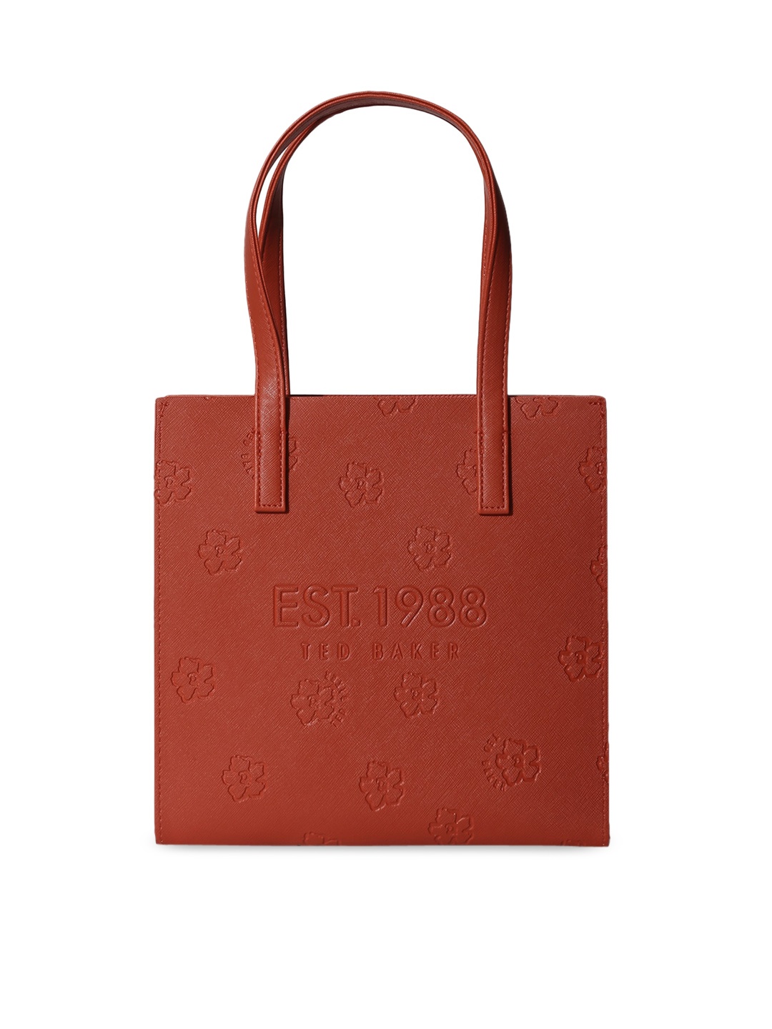 

Ted Baker Red Leather Shopper Tote Bag with Cut Work