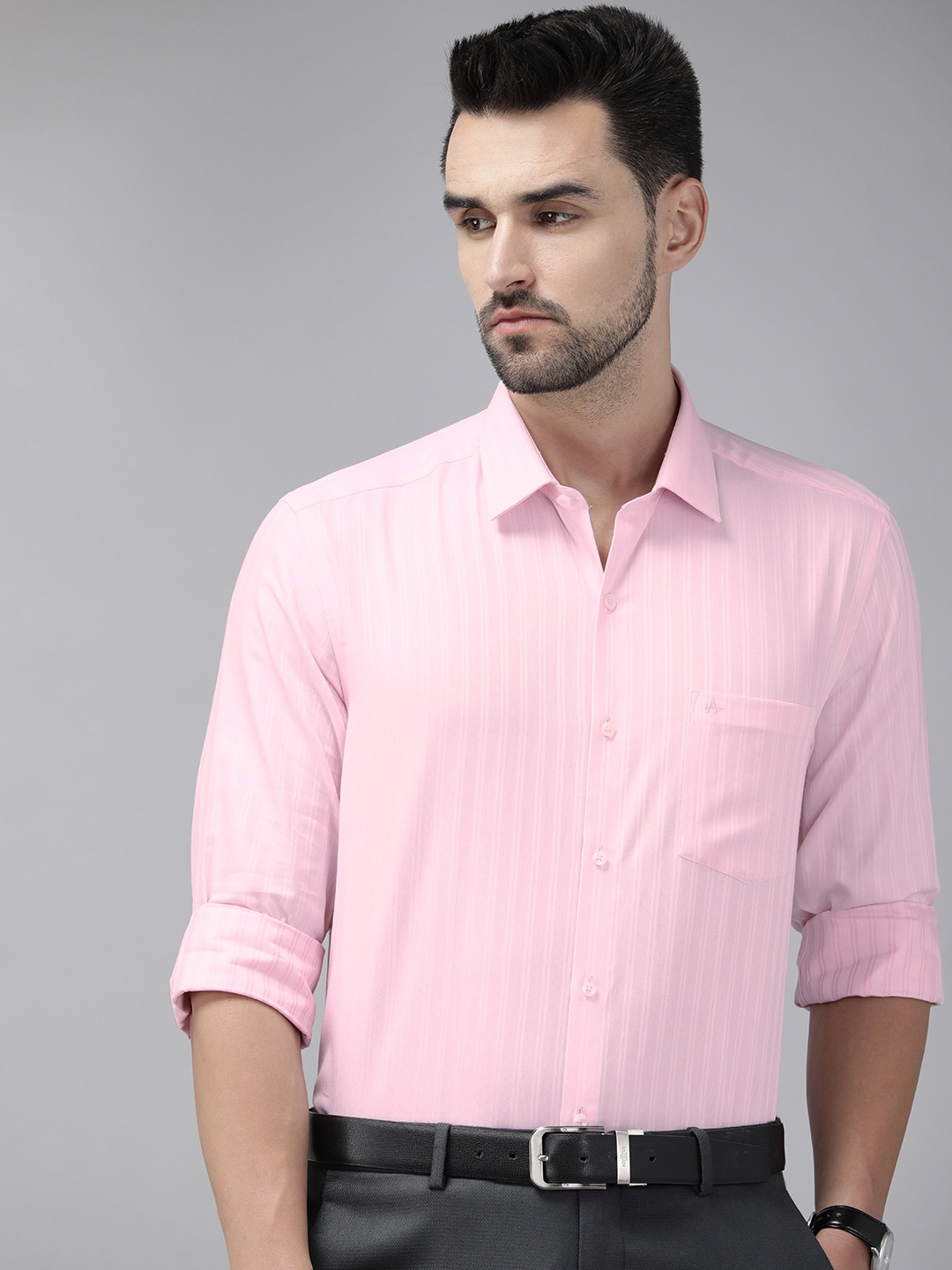 

Arrow Men Pink Slim Fit Striped Pure Cotton Formal Shirt