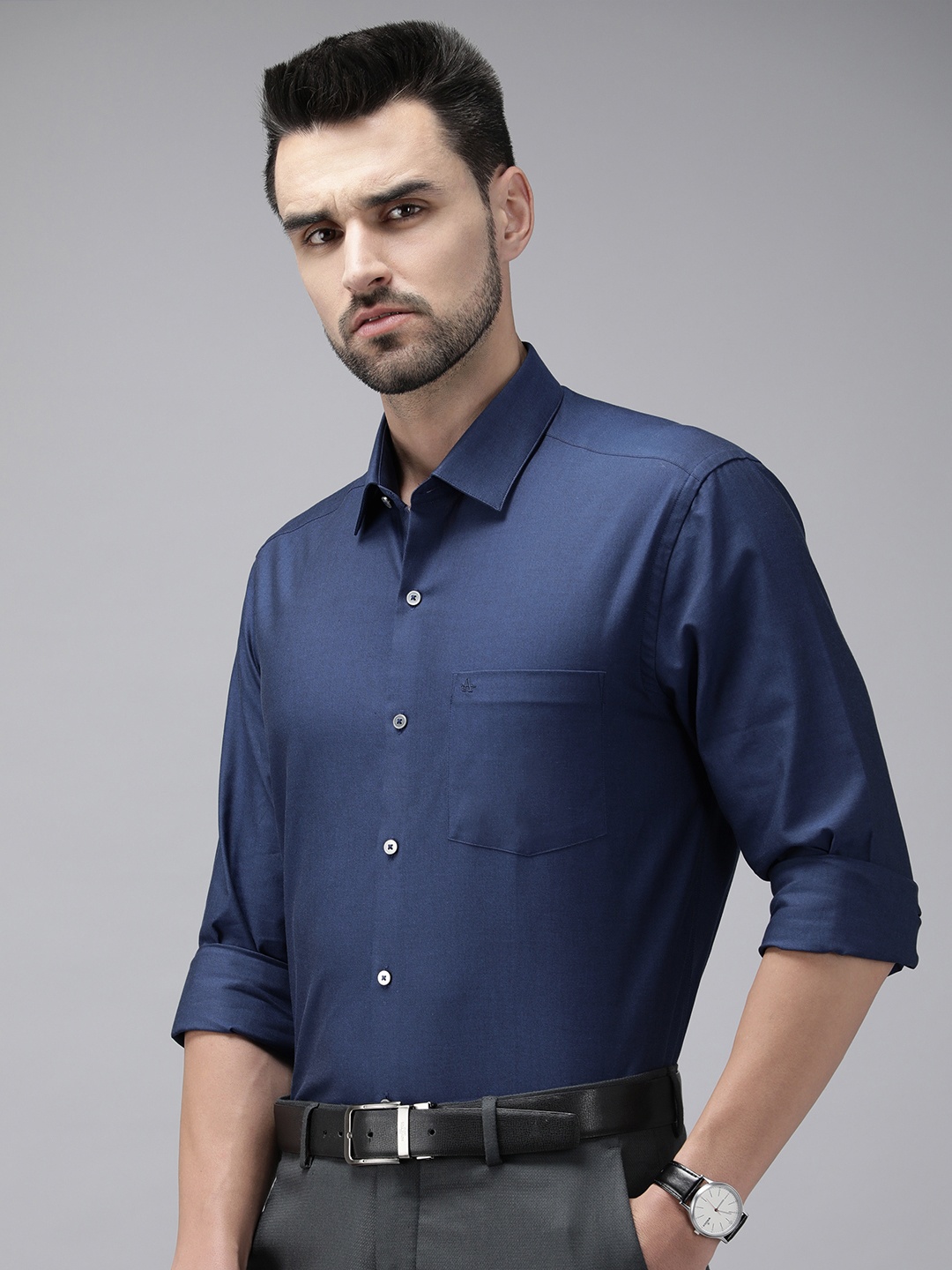 

Arrow Men Navy Blue Manhattan Slim Fit Pure Cotton Formal Shirt