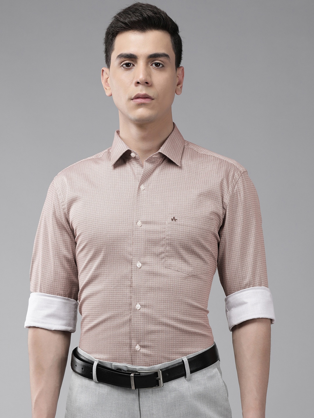 

Arrow Men Brown Slim Fit Printed Pure Cotton Formal Shirt