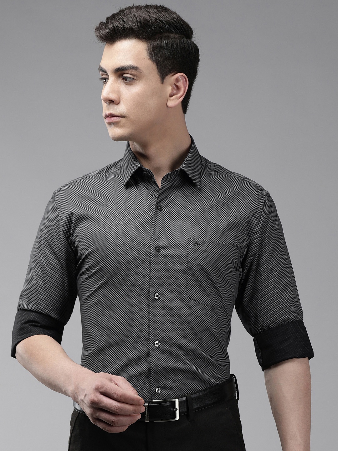 

Arrow Men Grey Originals Slim Fit Abstract Opaque Printed Pure Cotton Formal Shirt