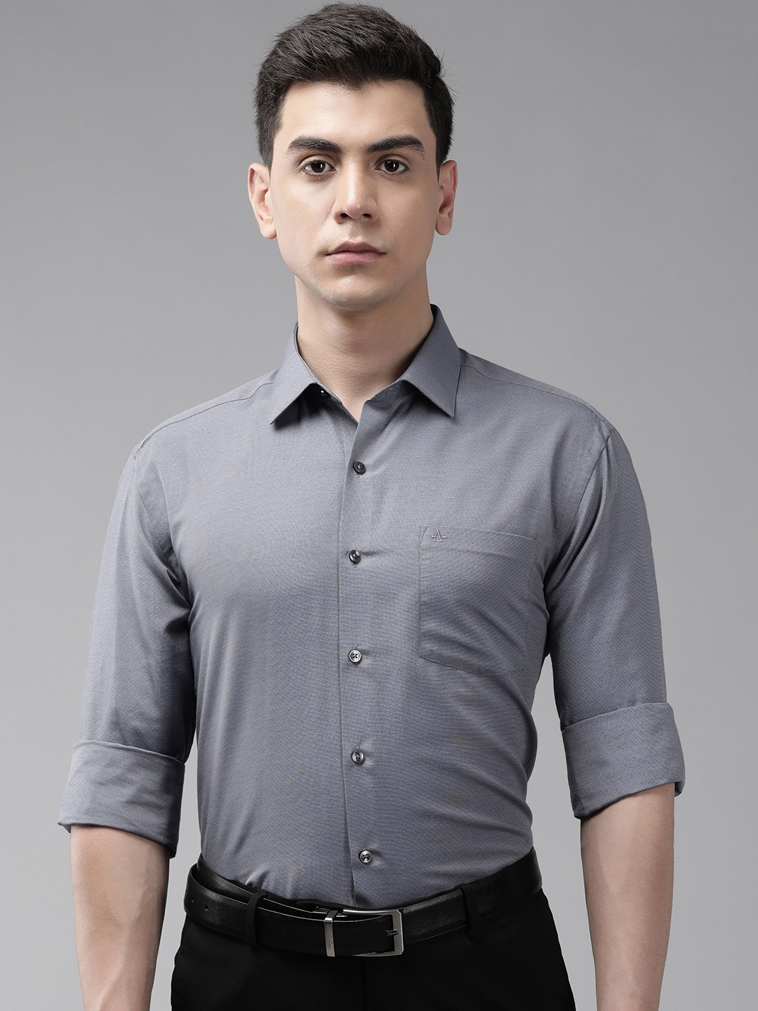 

Arrow Men Grey Originals Slim Fit Solid Opaque Pure Cotton Formal Shirt