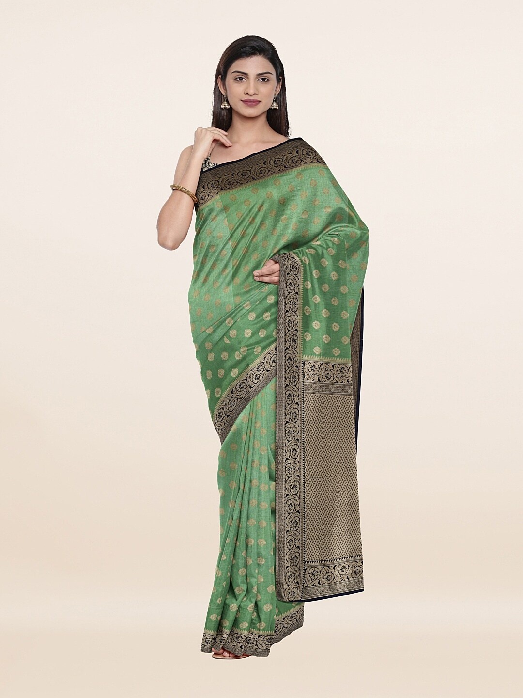 

Pothys Green & Black Woven Design Zari Art Silk Saree