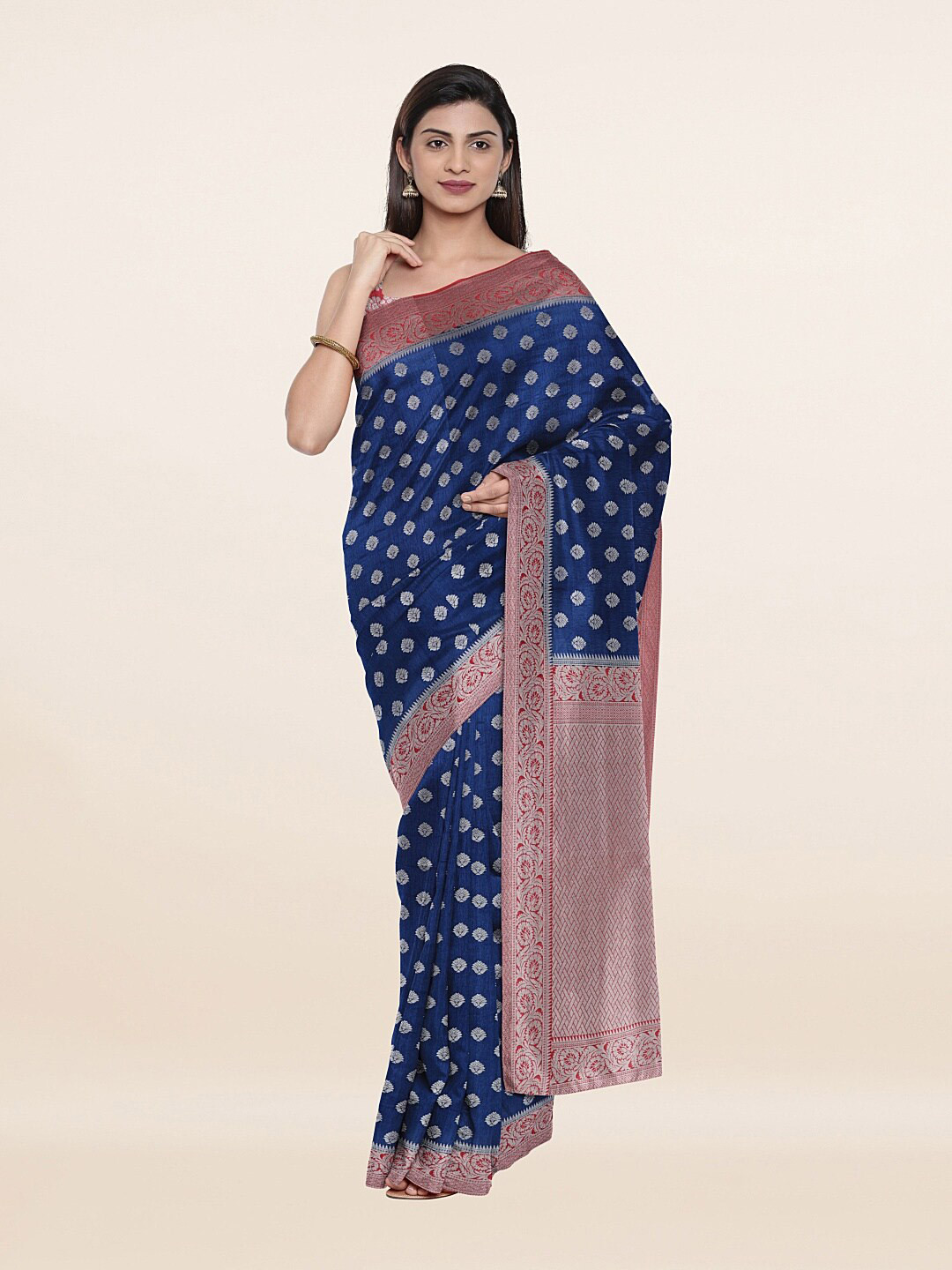 

Pothys Blue & Red Floral Art Silk Saree