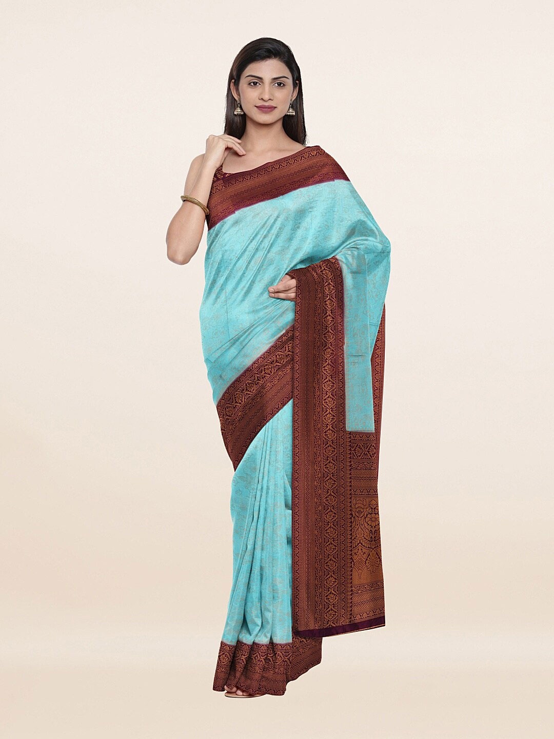 

Pothys Blue & Maroon Woven Design Zari Art Silk Saree