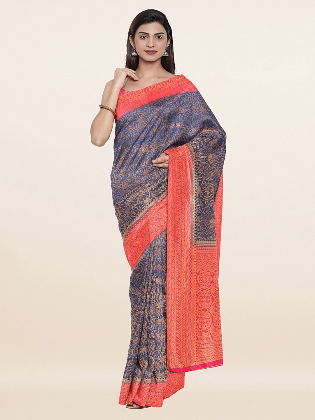 

Pothys Blue & Red Woven Design Art Silk Saree