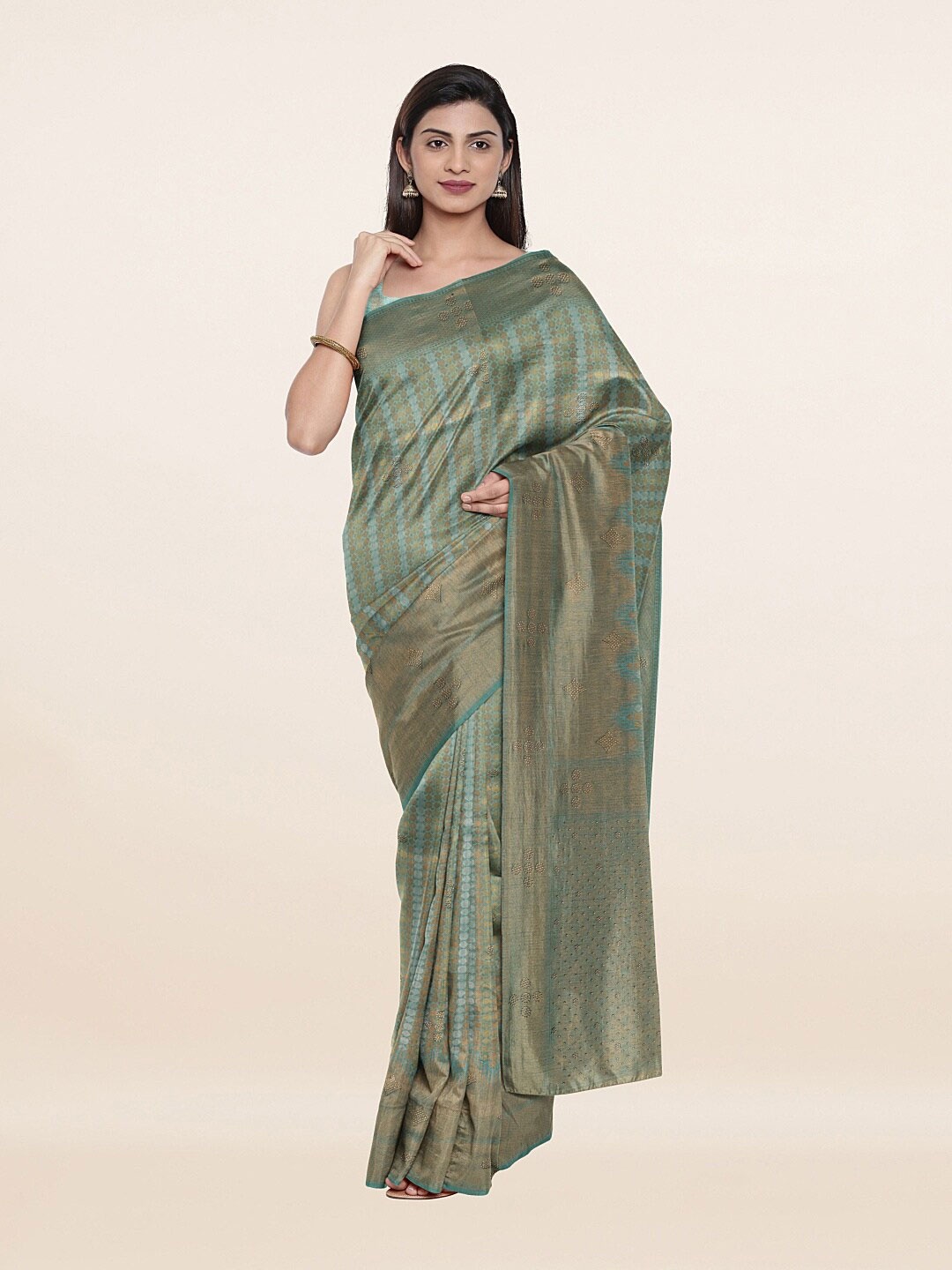 

Pothys Blue Woven Design Tissue Saree