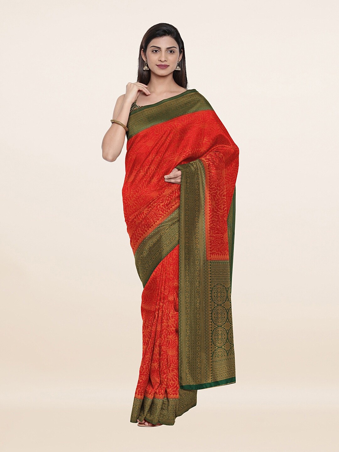 

Pothys Red & Green Woven Design Art Silk Saree