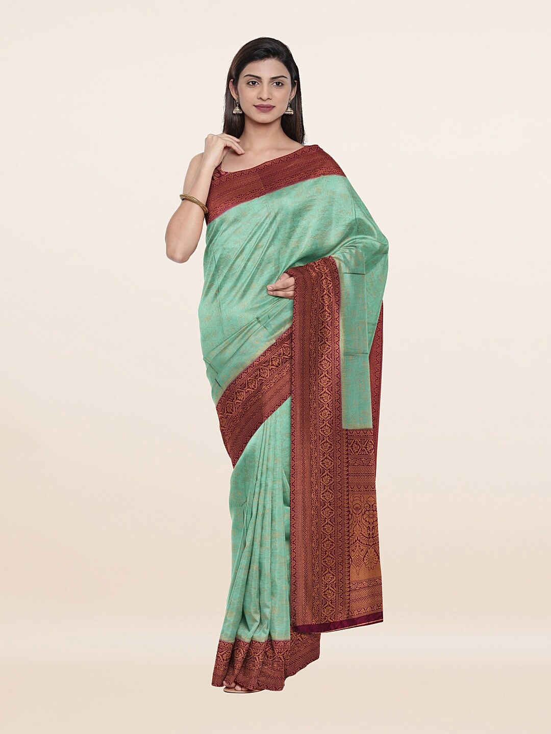 

Pothys Blue & Purple Woven Design Zari Art Silk Saree