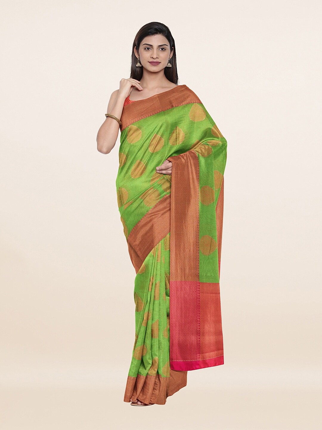 

Pothys Green & Golden Zari Saree