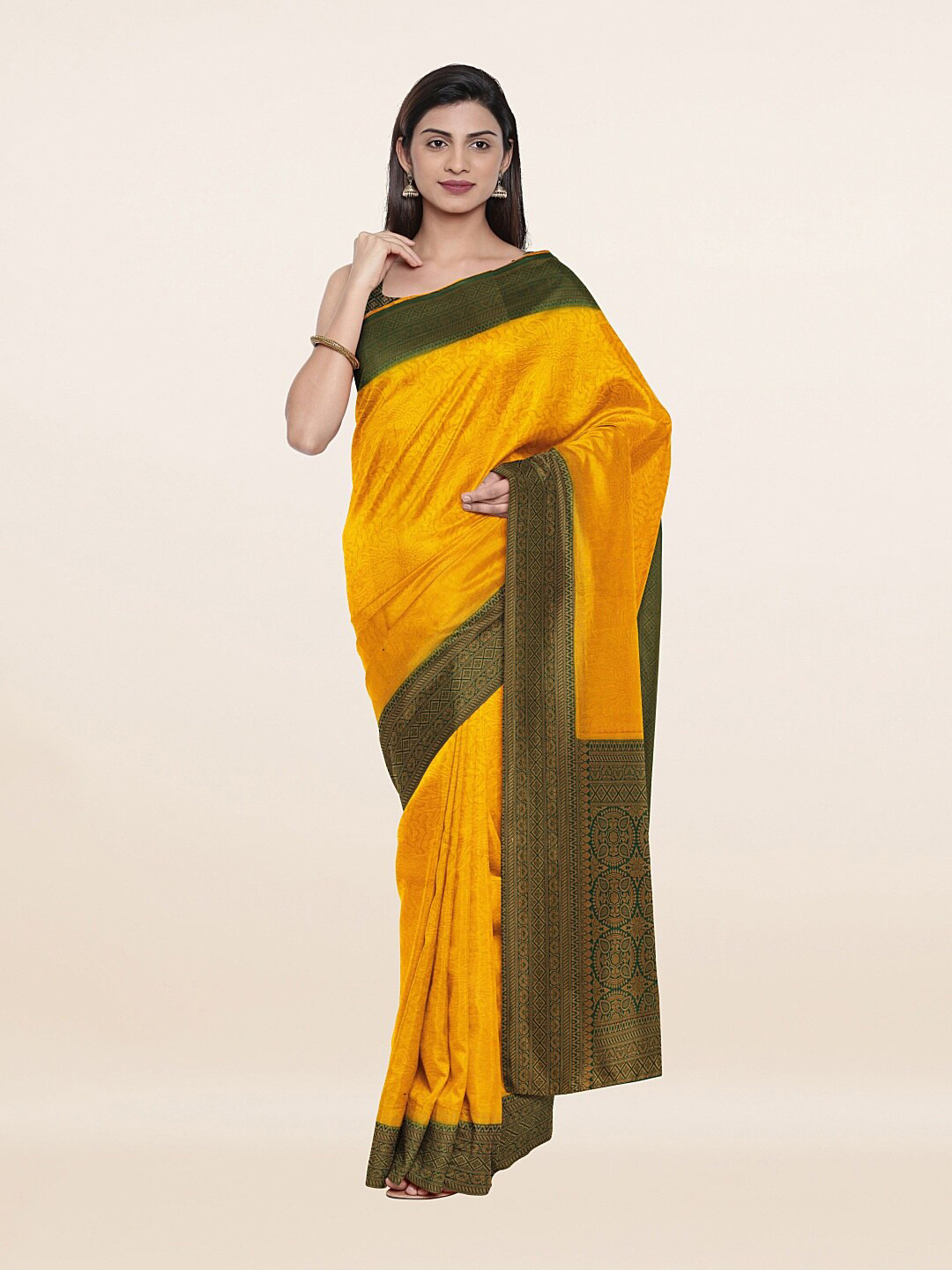 

Pothys Yellow & Golden Woven Design Art Silk Saree