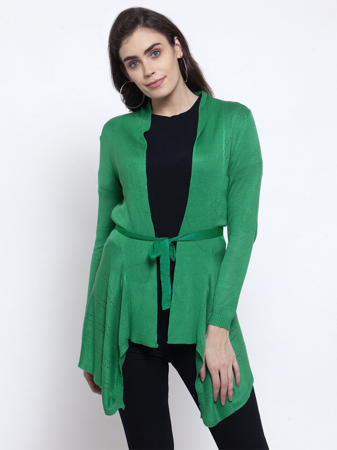 

KLOTTHE Women Green Tie-Up Shrug