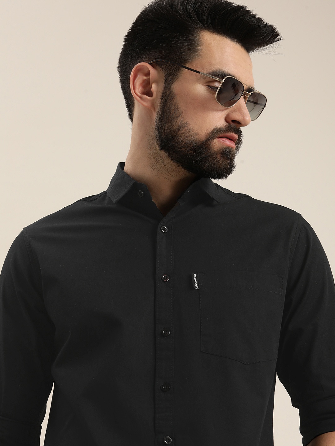 

DILLINGER Men Black Cotton Casual Shirt