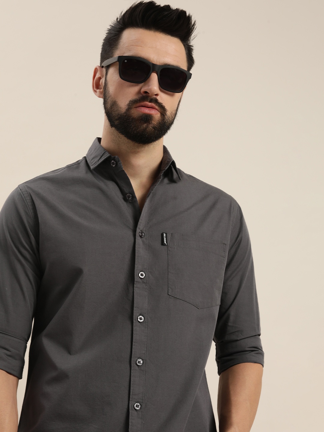 

DILLINGER Men Grey Cotton Casual Shirt