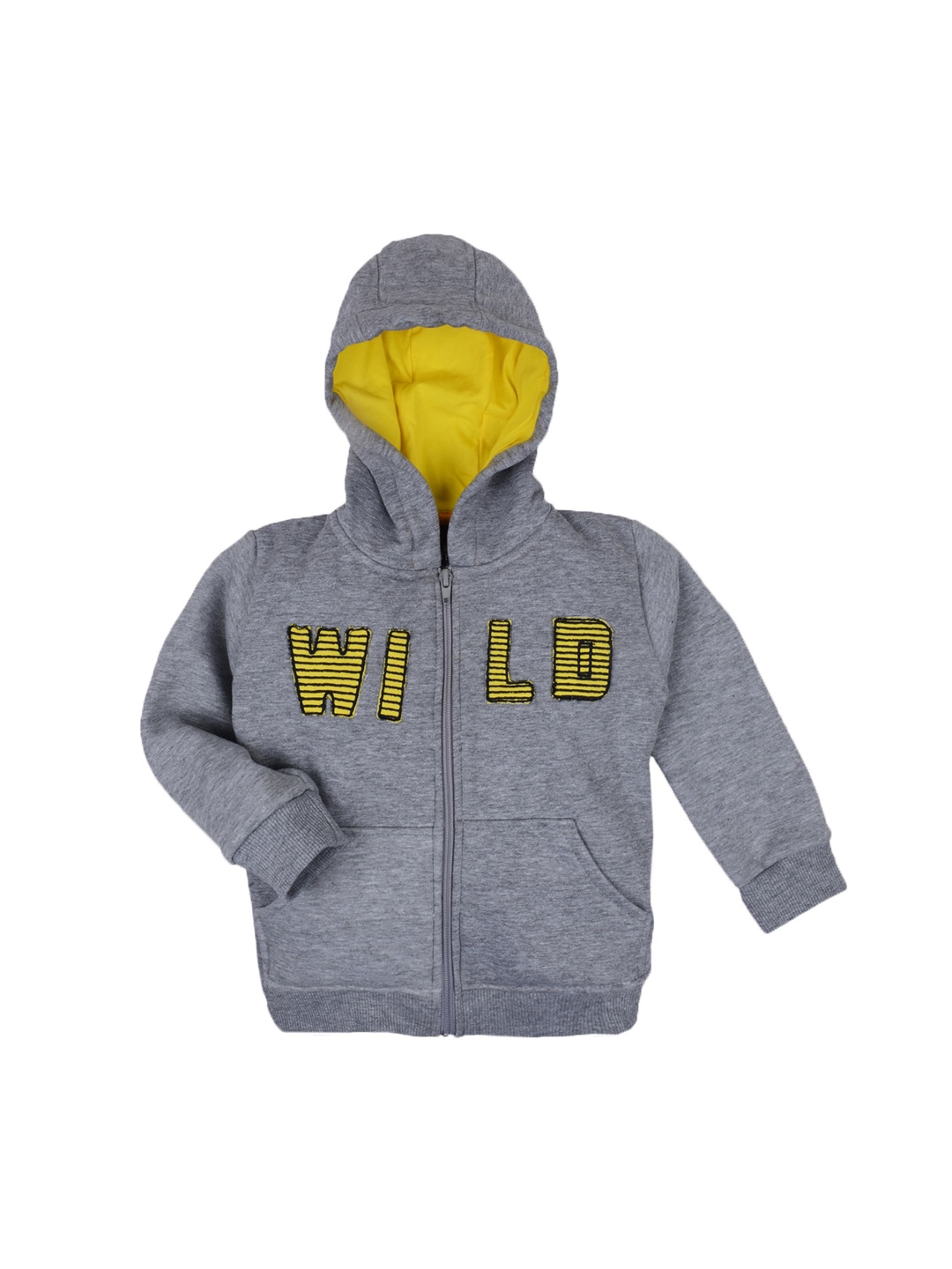 

Little County Boys Grey Melange Cotton Hooded Embroidered Sweatshirt