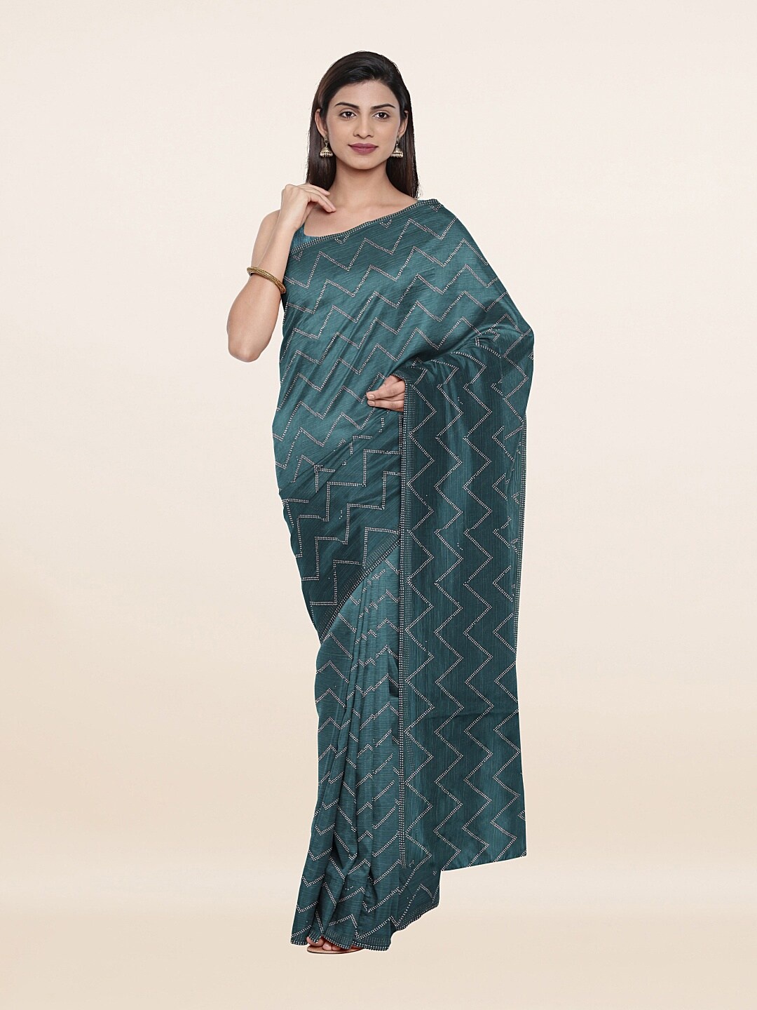 

Pothys Blue Chevron Printed Saree