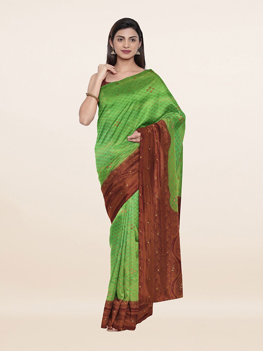 

Pothys Green & Maroon Woven Design Pure Silk Saree