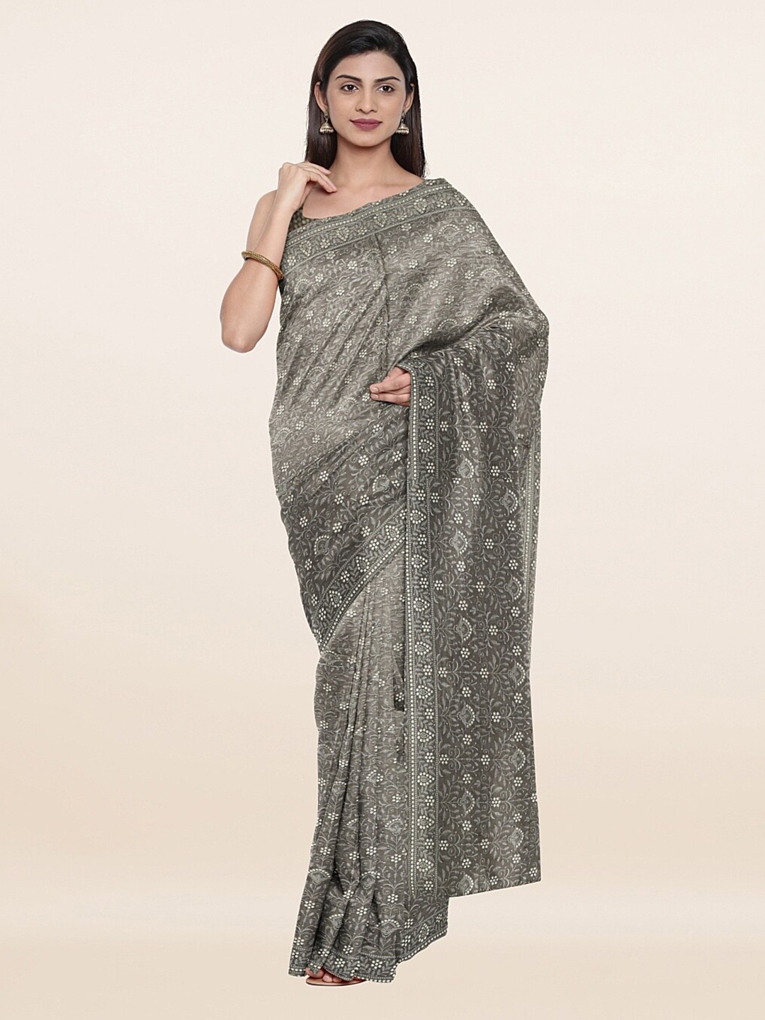 

Pothys Green Floral Embroidered Saree