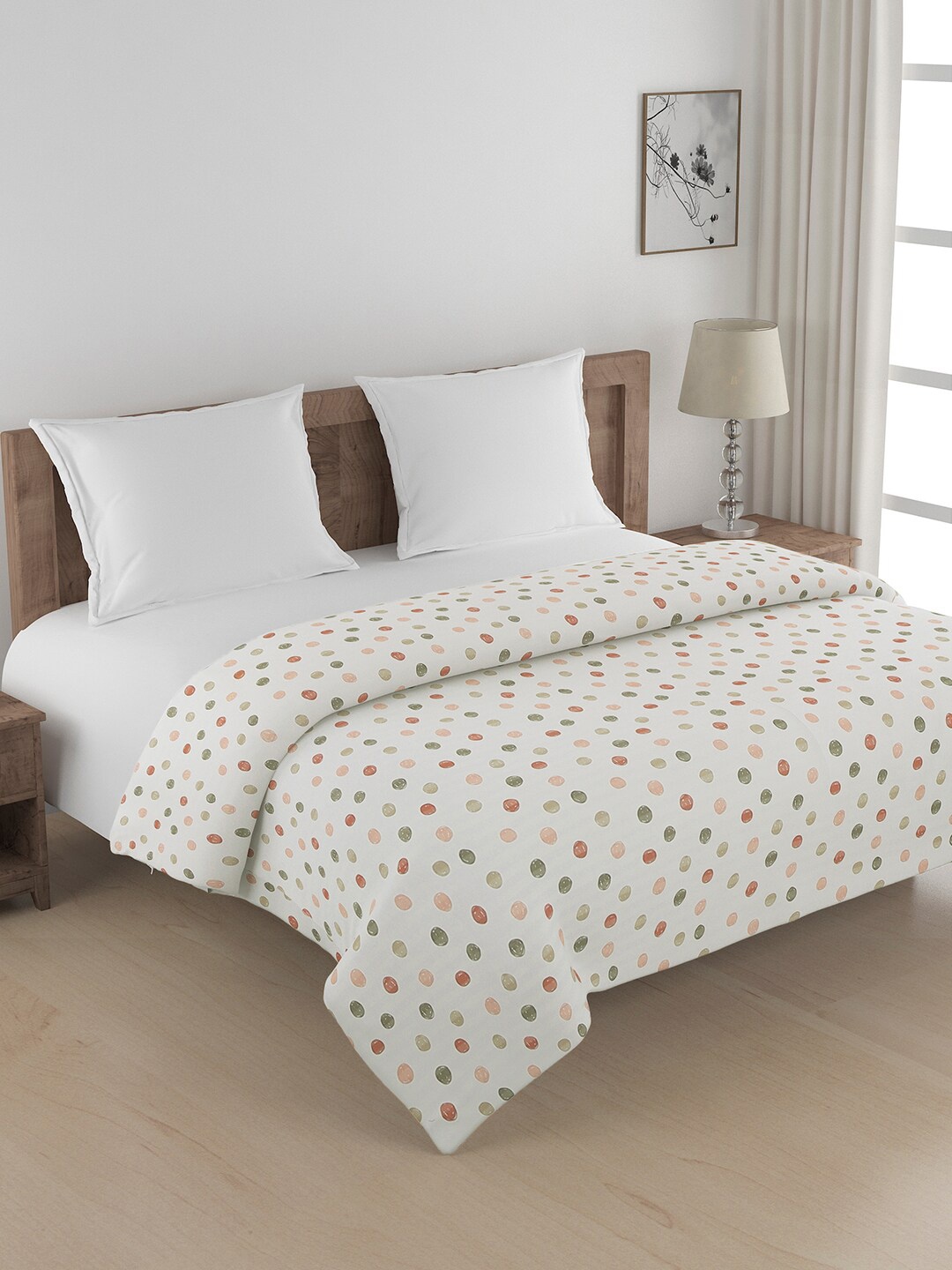 

SWAYAM Green & White Geometric Design 240 TC Pure Cotton Double Size AC Comforter