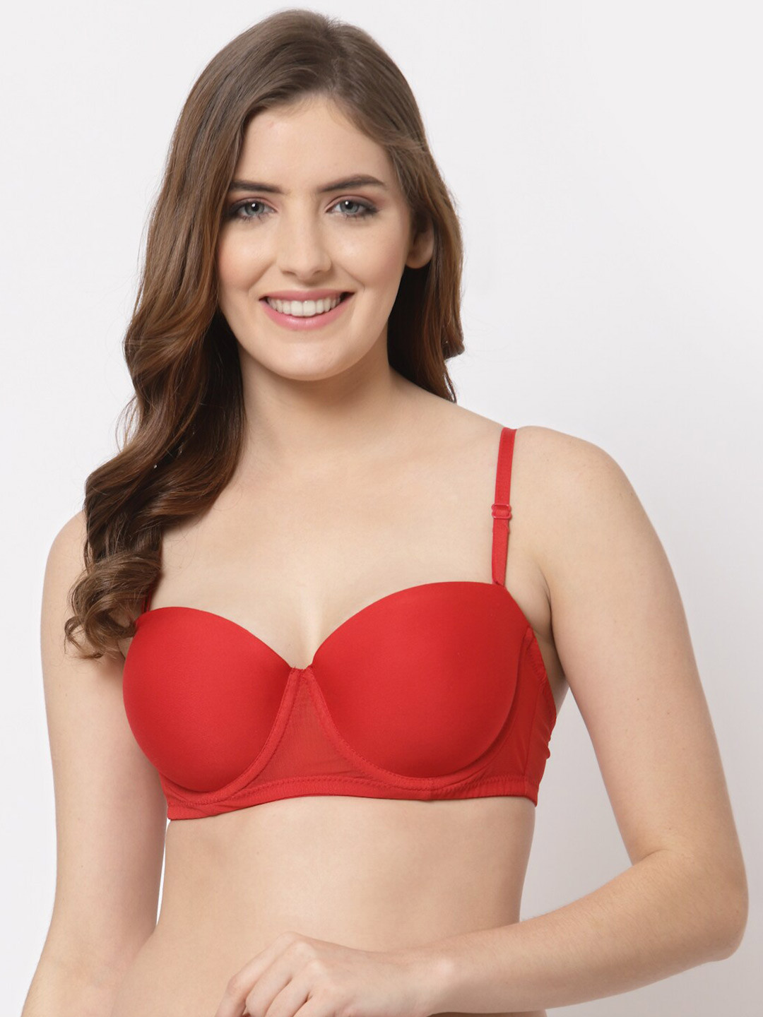 

CUKOO Red Solid Tshirt Bra - Underwired Lightly Padded