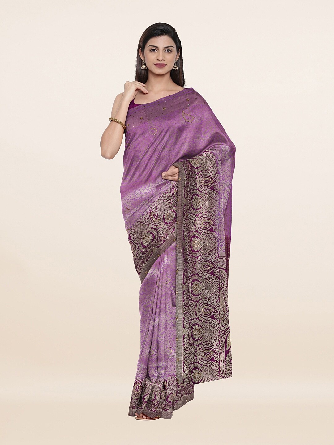 

Pothys Lavender & Purple Woven Design Zari Pure Silk Saree