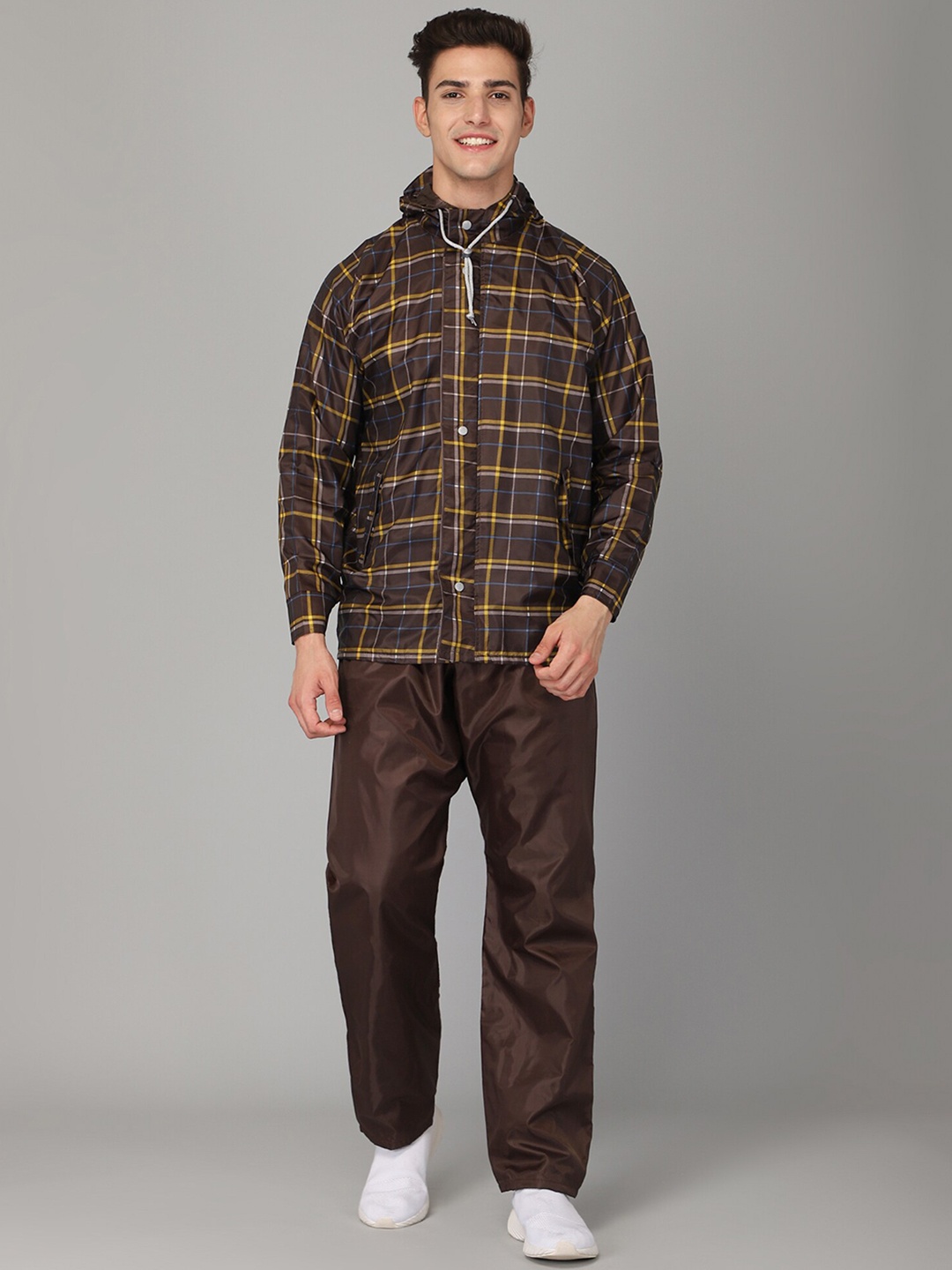 

THE CLOWNFISH Monarch Pro Men Brown Printed Waterproof Rain Suit