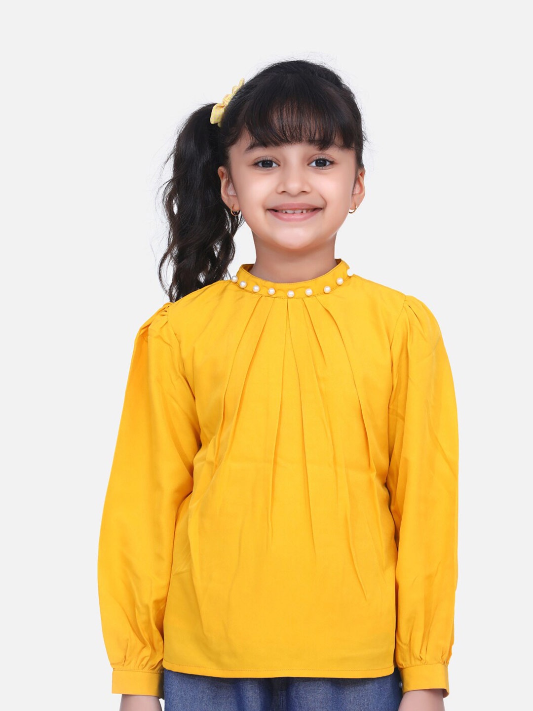 

Cutiekins Mustard Yellow Crepe Top