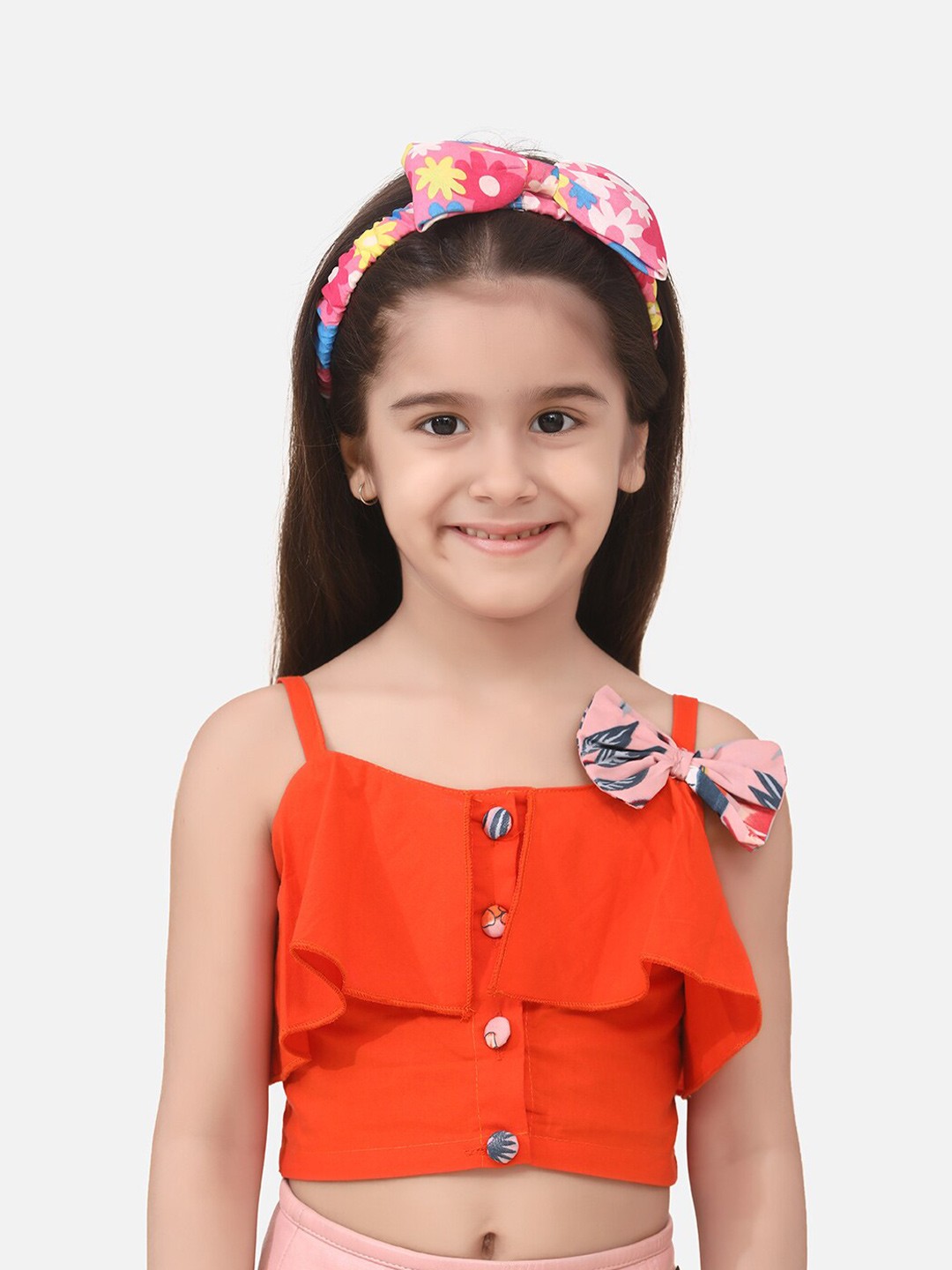 

Cutiekins Orange Ruffles Crop Top