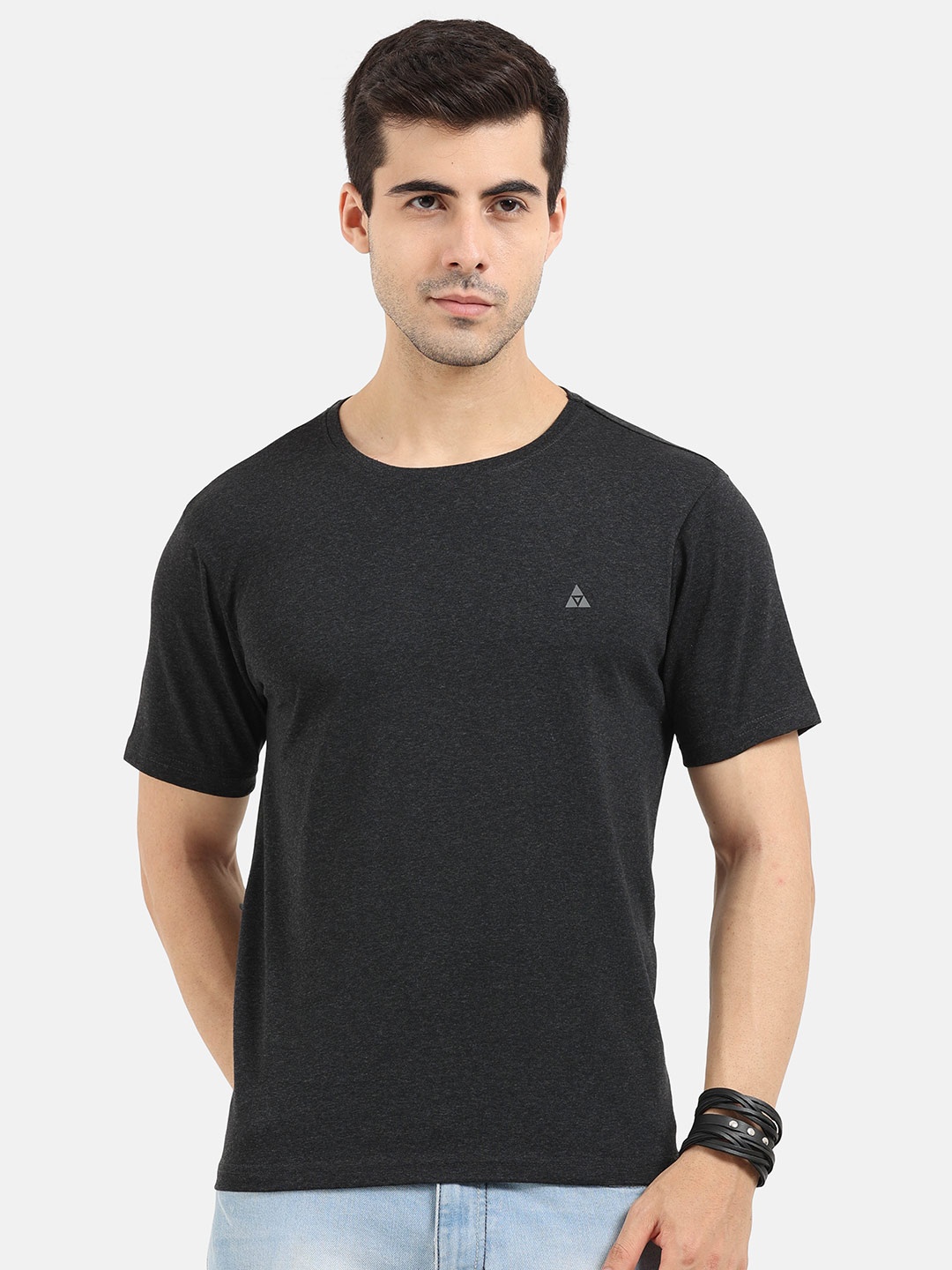 

ARDEUR Men Charcoal Slim Fit Cotton T-shirt