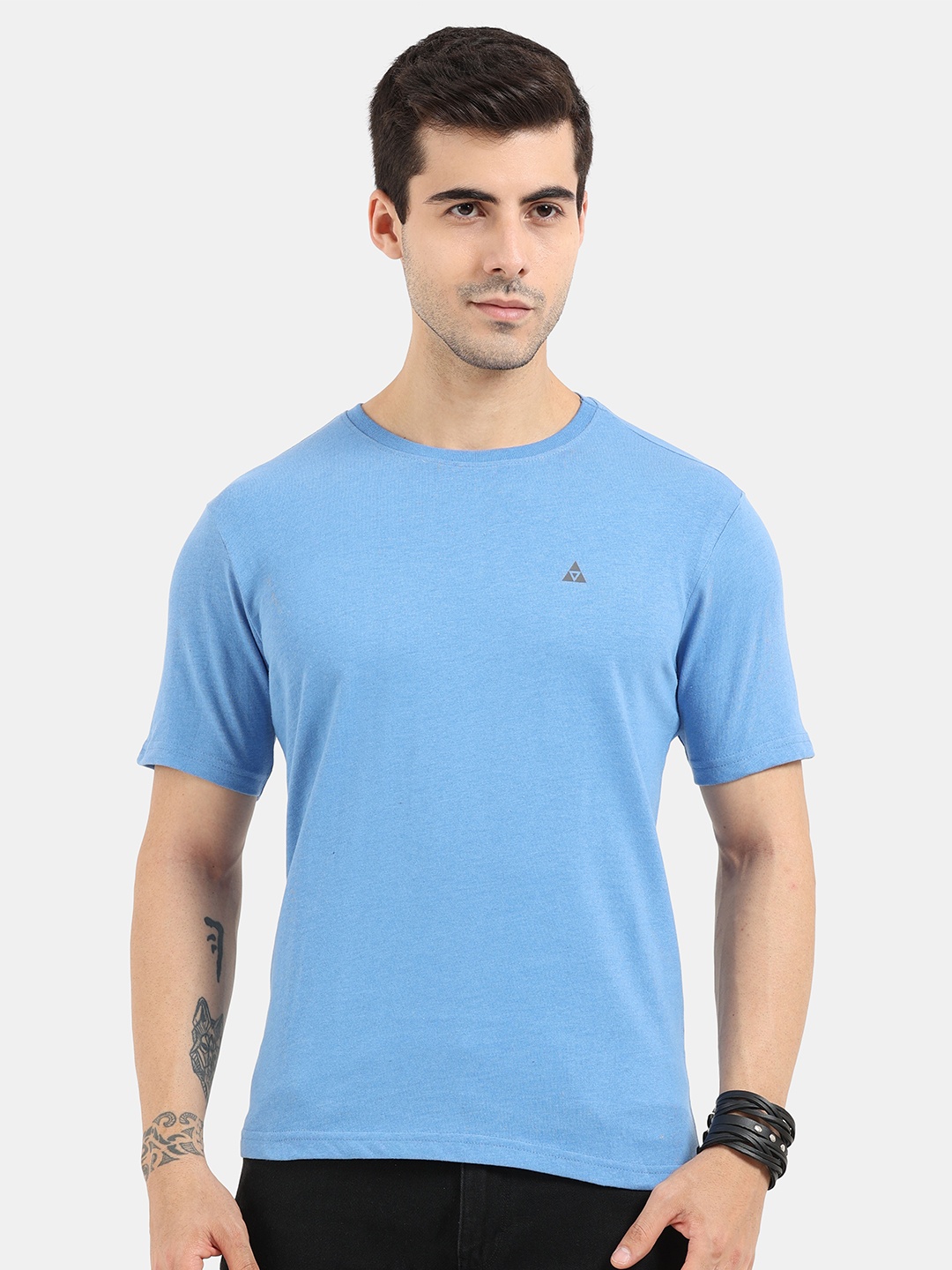 

ARDEUR Men Blue Slim Fit Pure Cotton T-shirt