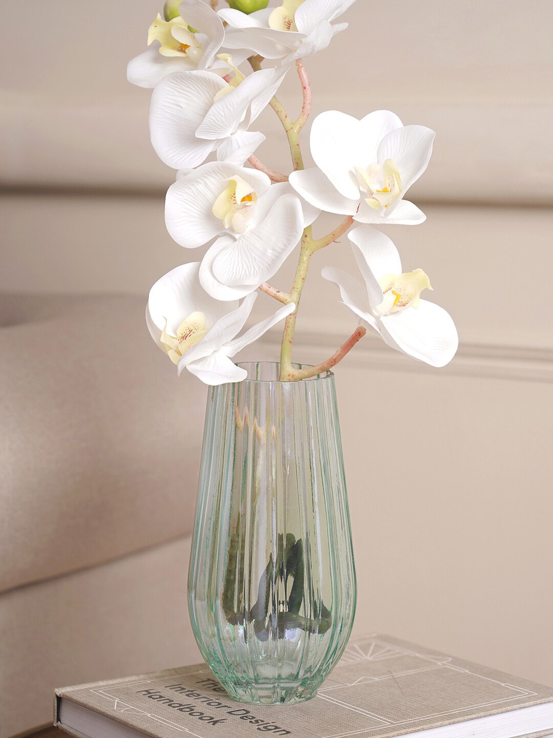 

Pure Home and Living Green & Transparent Textured Glass Lustre Vases