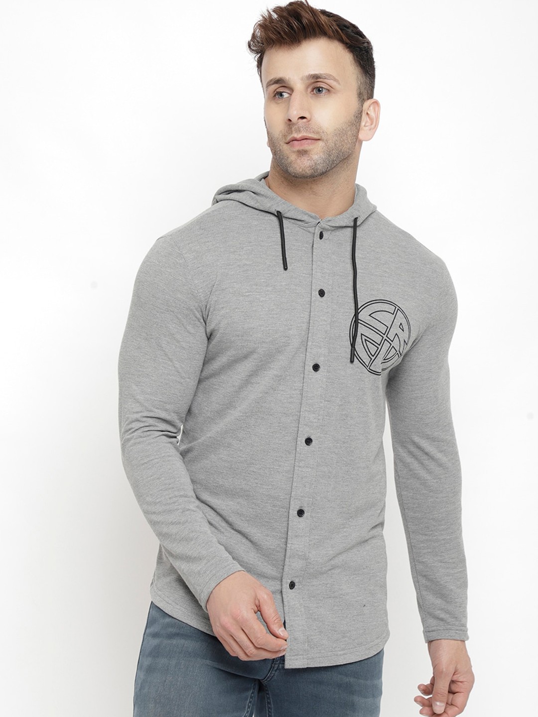 

PERFKT-U Men Grey Classic Casual Shirt