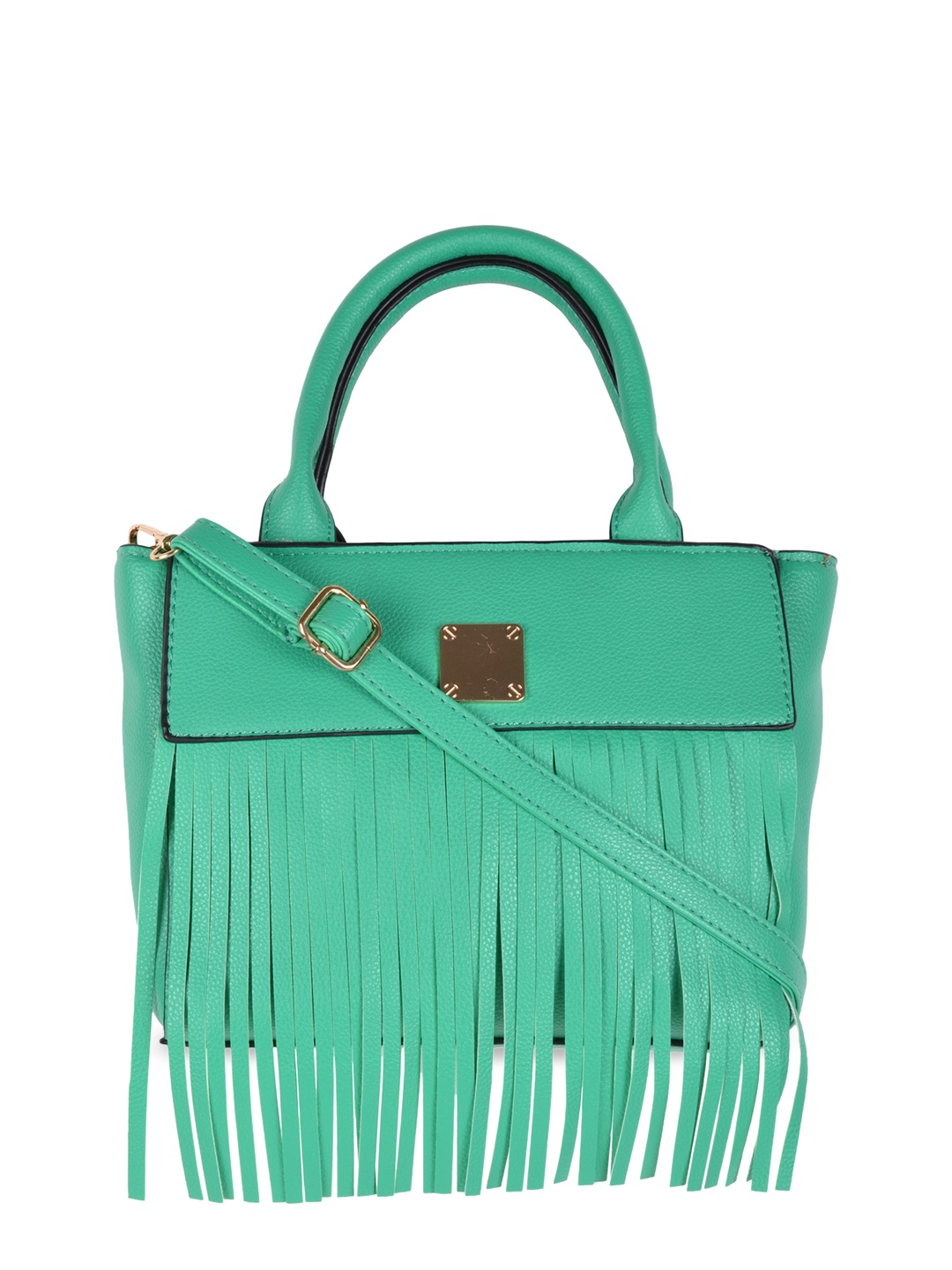 

KLEIO Green PU Structured Handheld Bag with Fringed