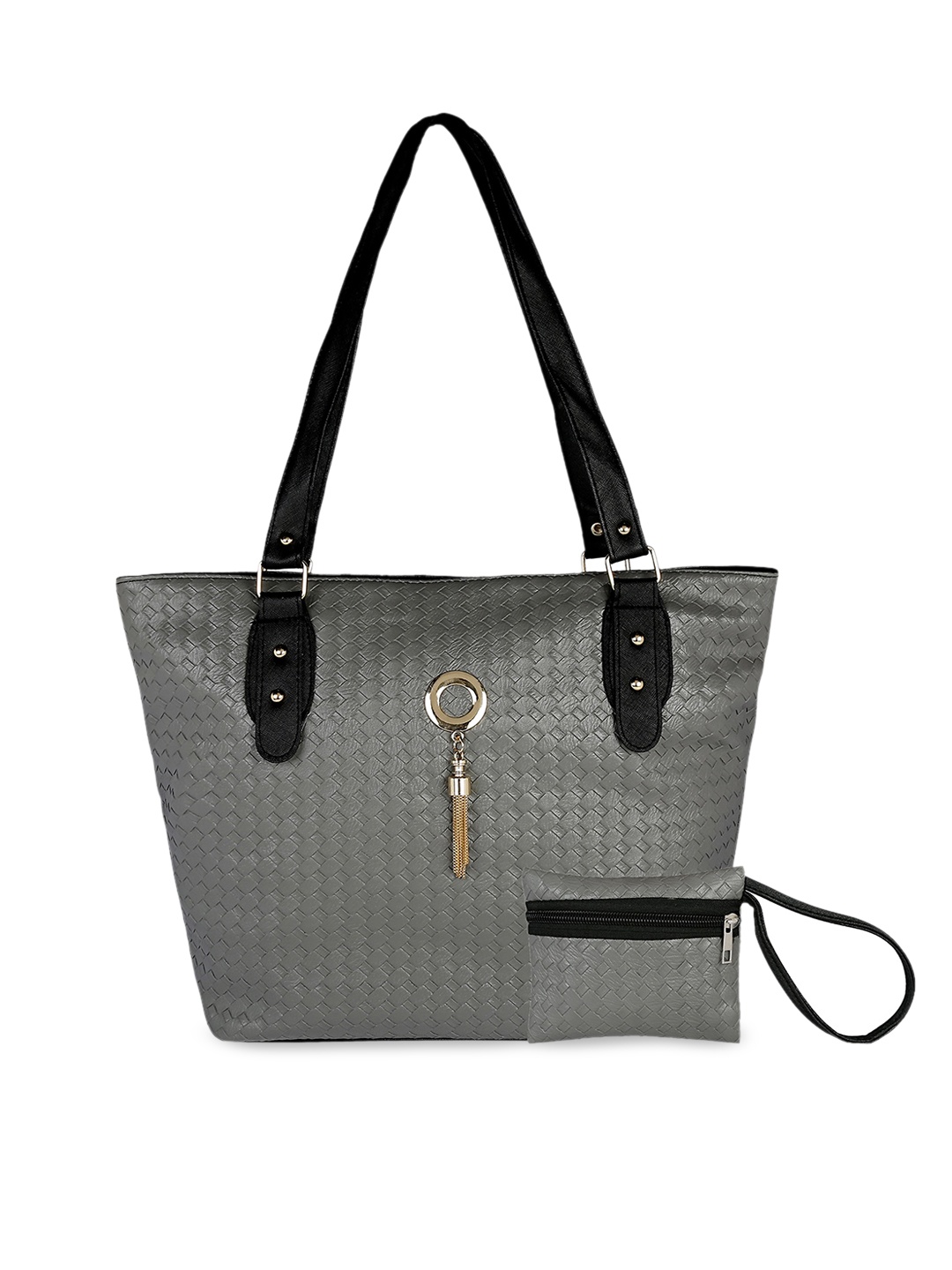 

KLEIO Grey PU Shopper Tote Bag