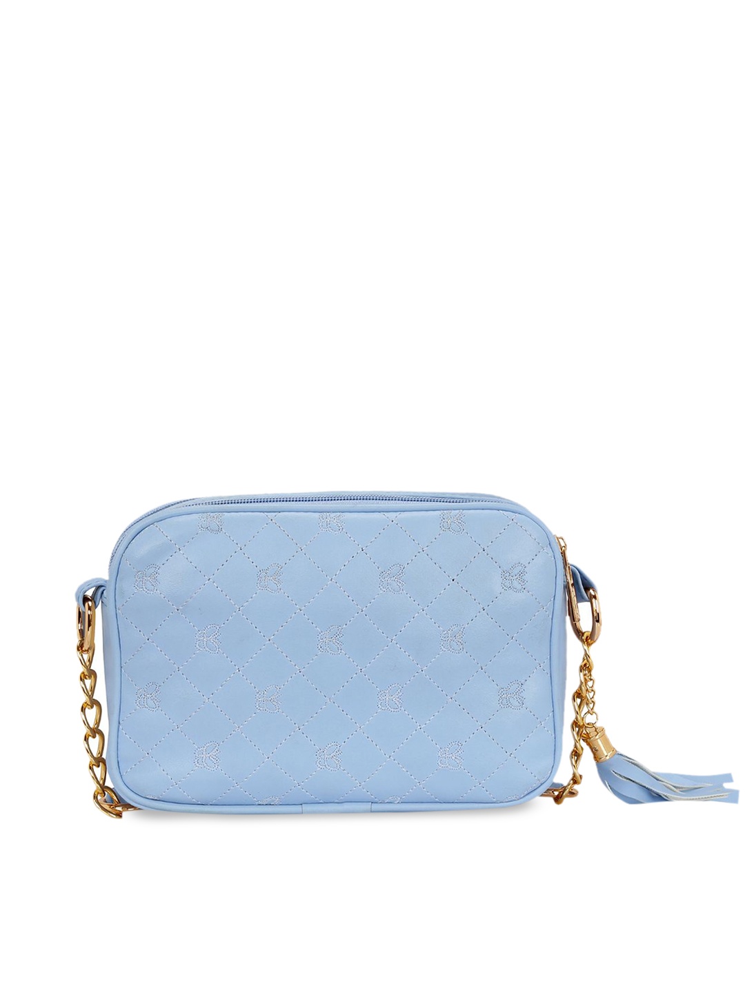 

KLEIO Women Textured Structured Sling Bag With Quilted Detail, Blue