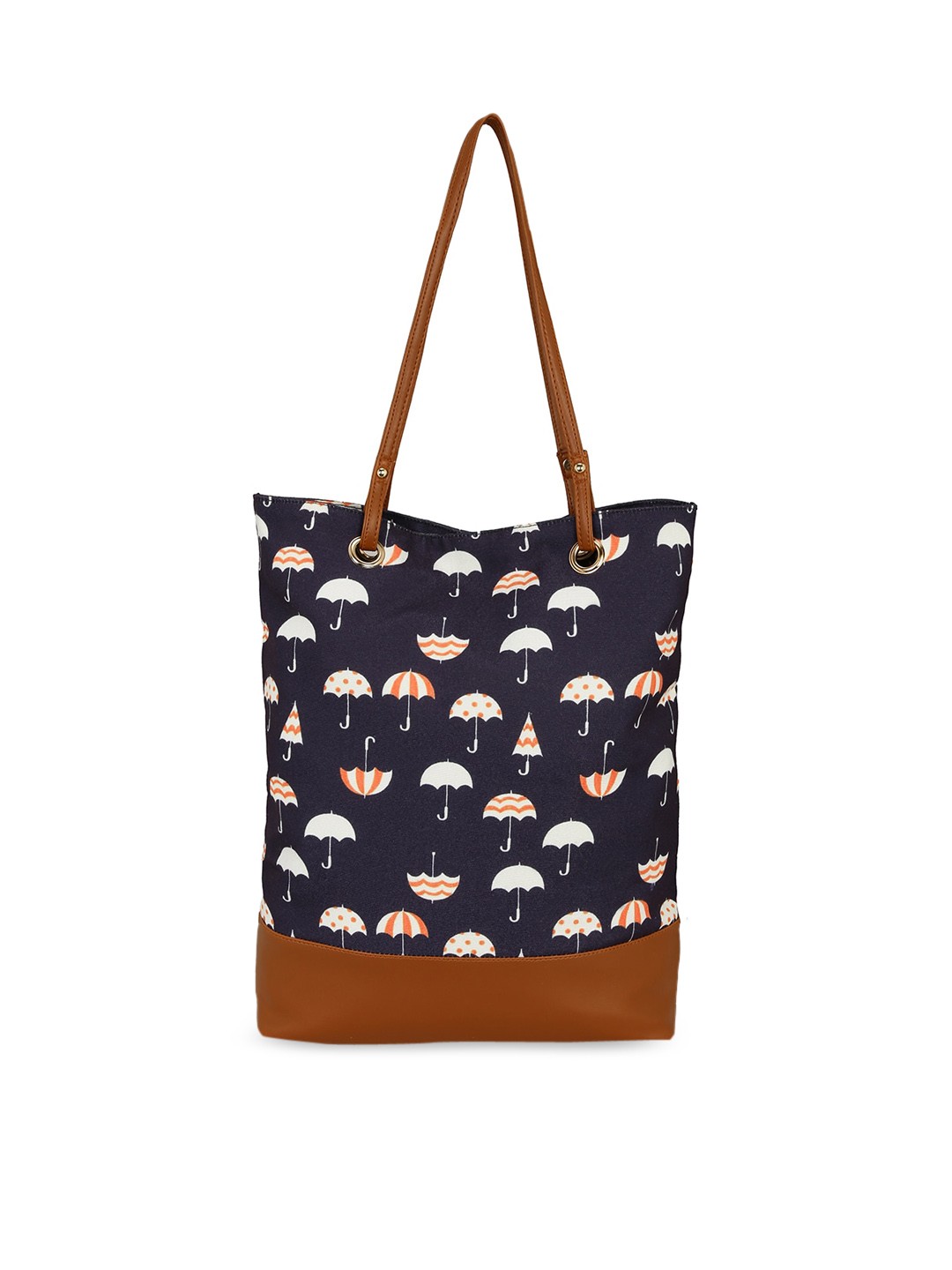 

KLEIO Blue Printed PU Structured Tote Bag