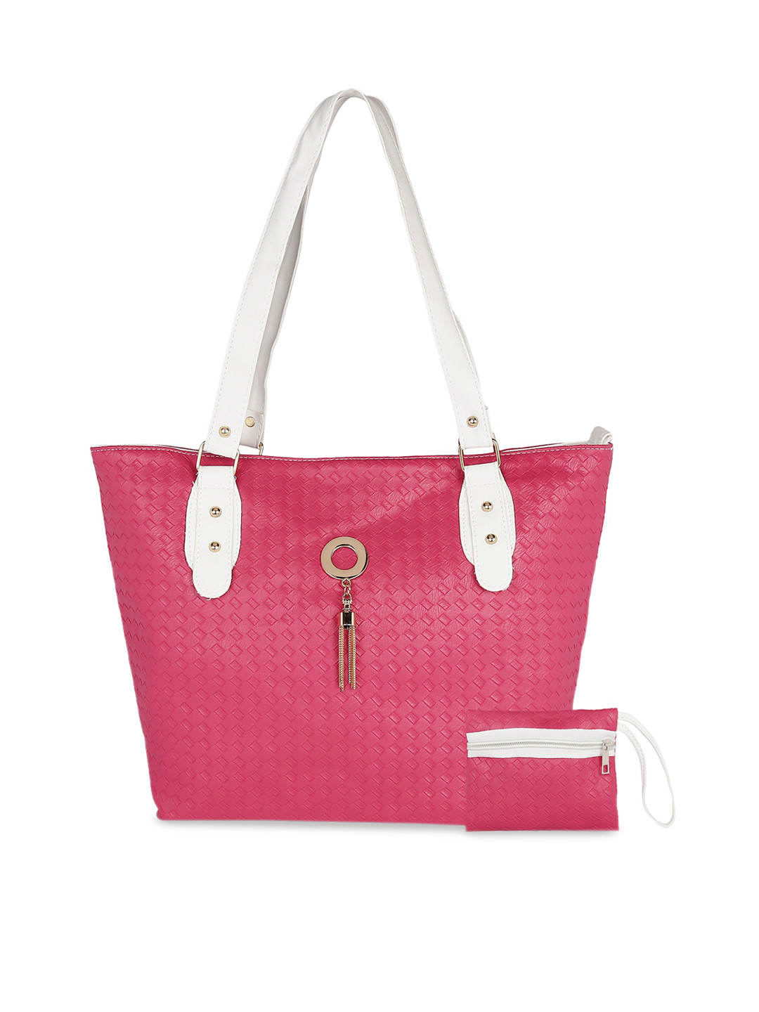 

KLEIO Pink Textured PU Shopper Handheld Bag