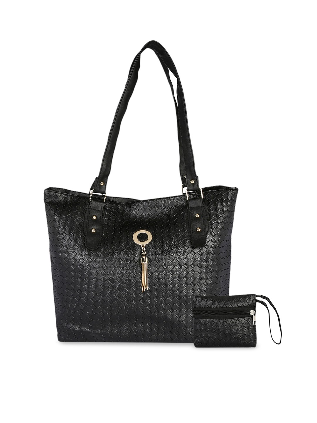 

KLEIO Black PU Structured Handheld Bag