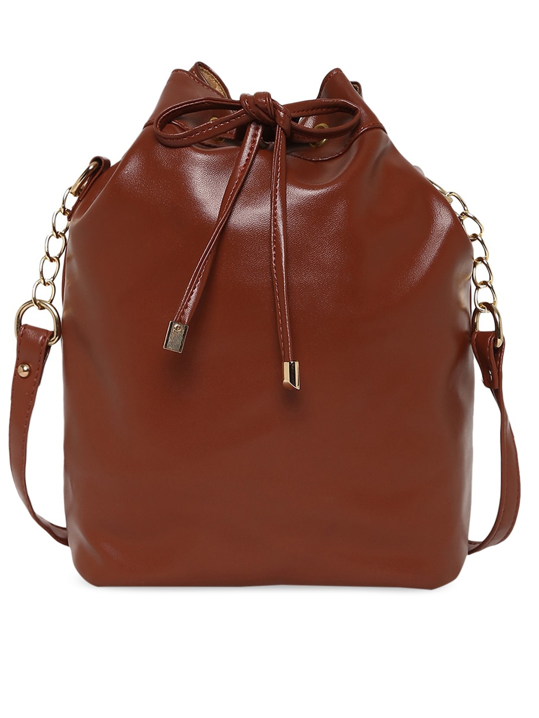 

KLEIO Brown PU Bucket Shoulder Bag
