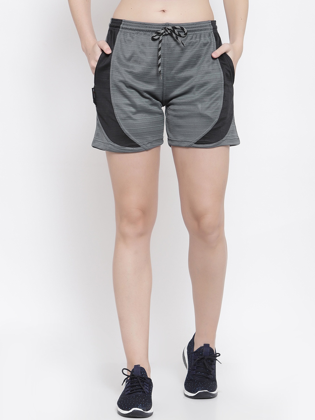 

KLOTTHE Women Grey Colourblocked Outdoor Sports Shorts