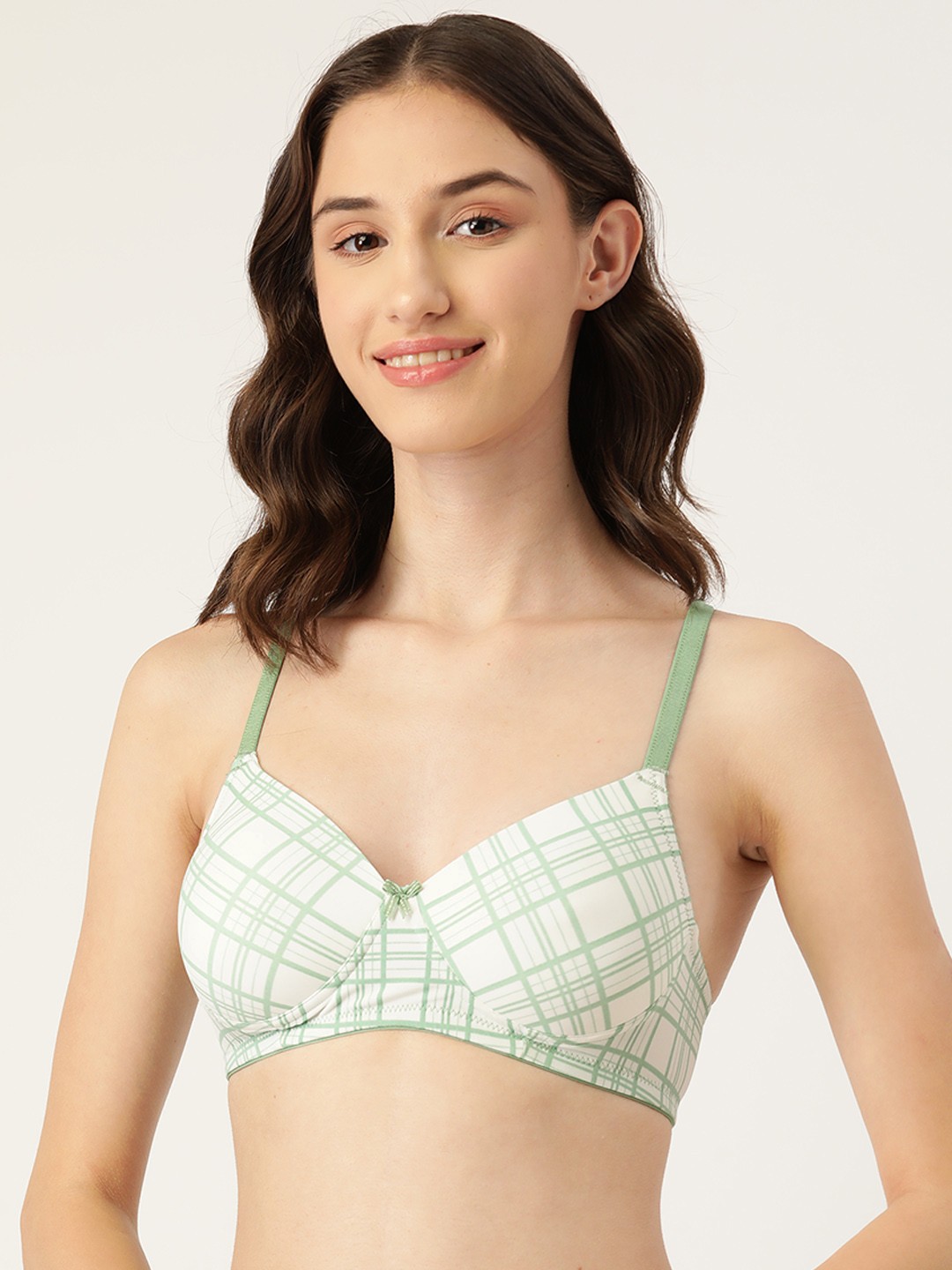 

Leading Lady Off White & Green Lightly Padded Bra BRA-4017