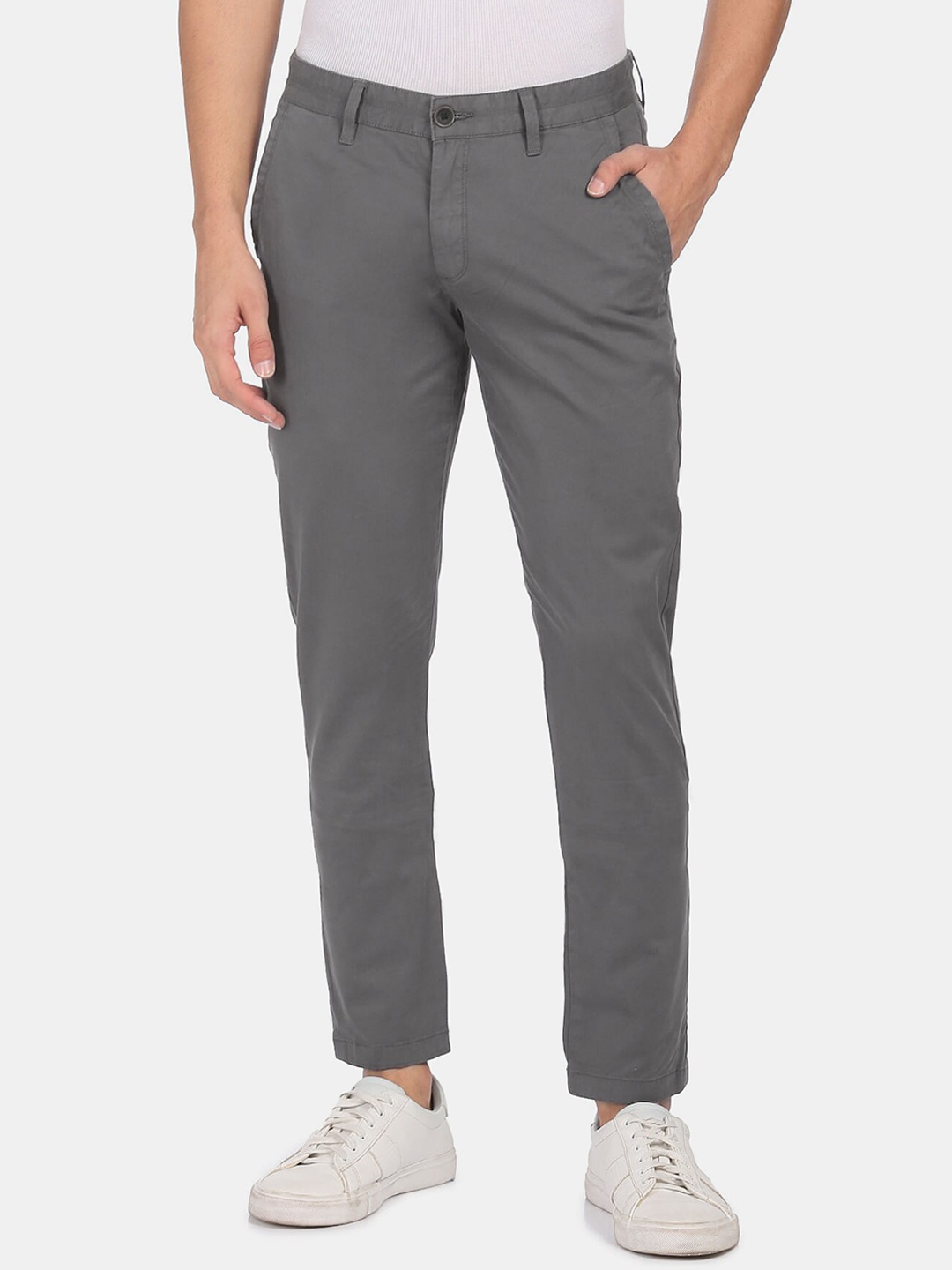 

AD By Arvind Men Grey Slim Fit Chinos Trousers