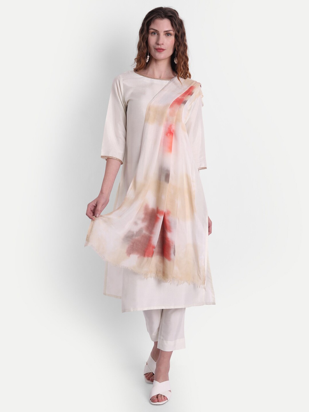 

Wicked Stitch Women White & Pink Tie & Dye Scarf