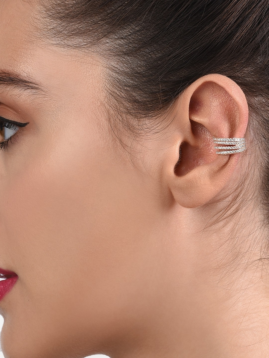 

AMI Rose Gold-Plated & White Contemporary Hoop Earrings