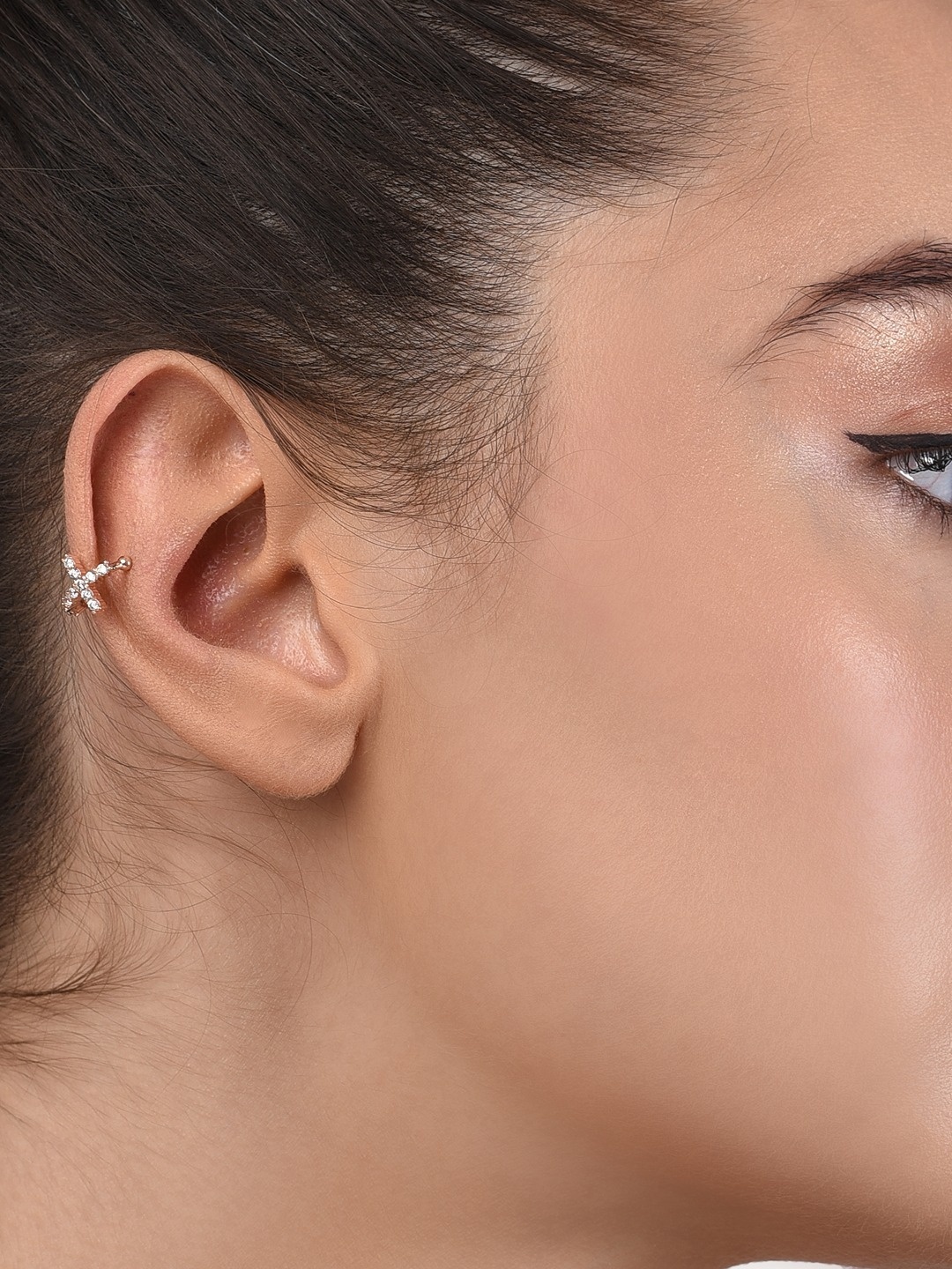 

AMI Rose Gold Cubic Zirconia Contemporary Hoop Earrings