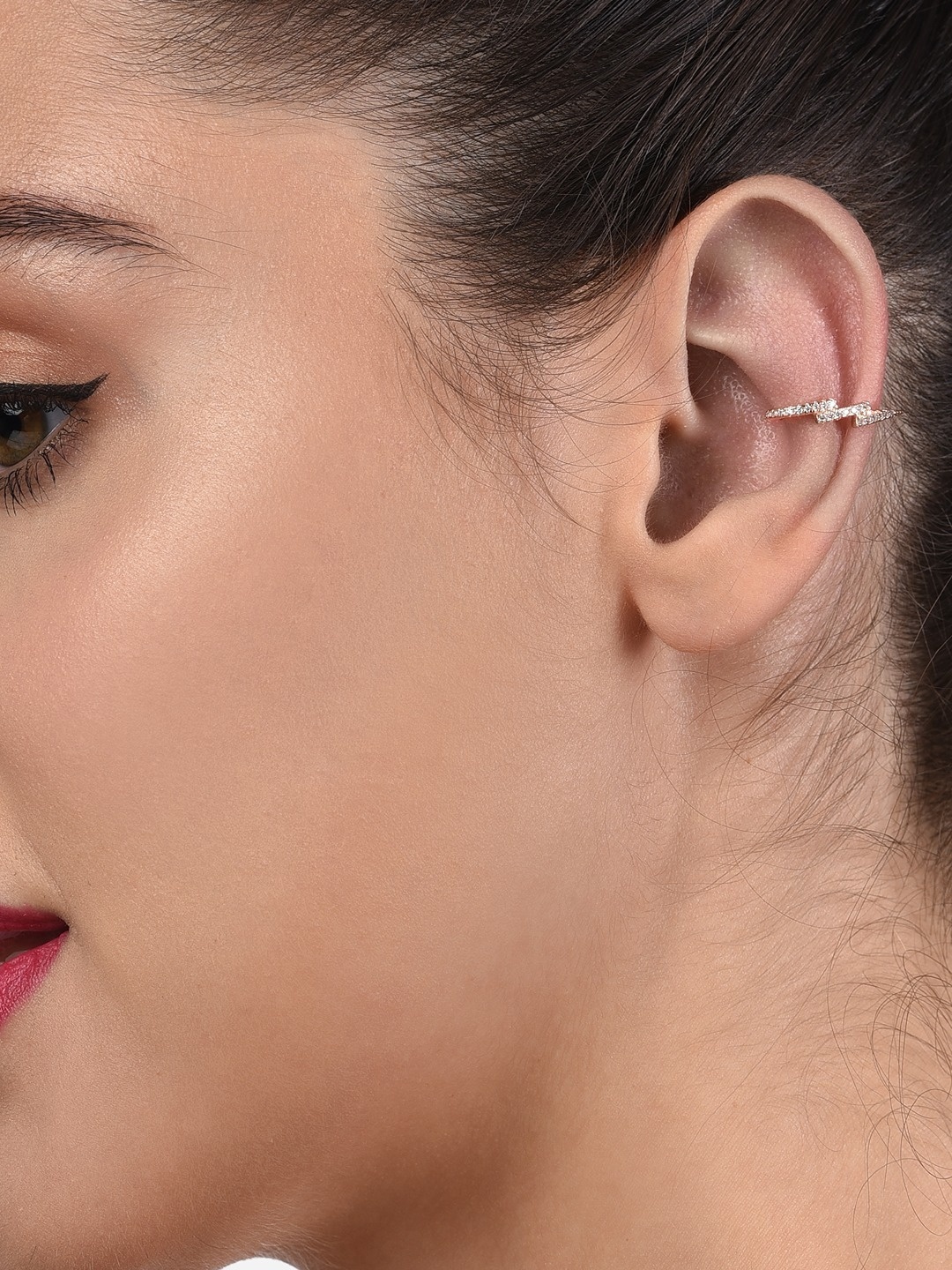 

AMI Rose Gold-Plated Contemporary Ear Cuff Earrings