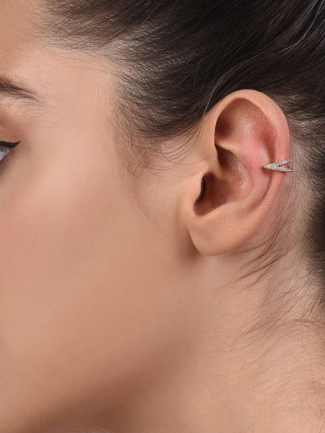 

AMI Rose Gold Cubic Zirconia Contemporary Hoop Earrings