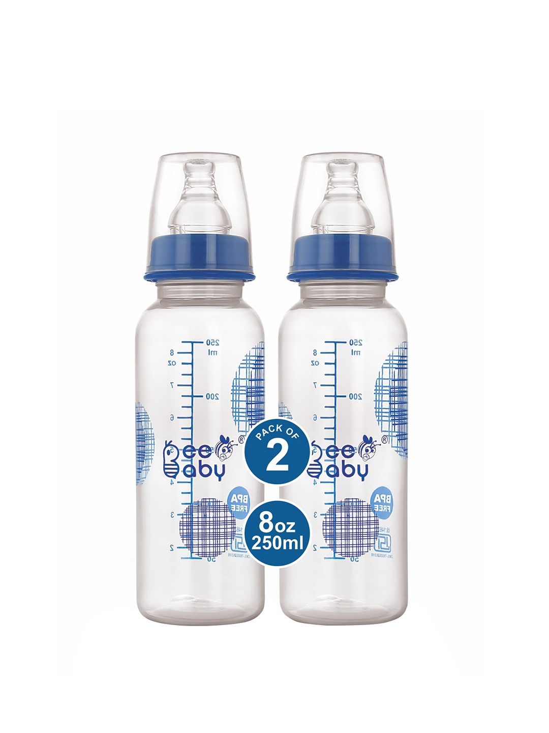 

Beebaby Kids Set of 2 Slim Neck Baby Feeding Bottle with Anti-Colic Nipple, Blue